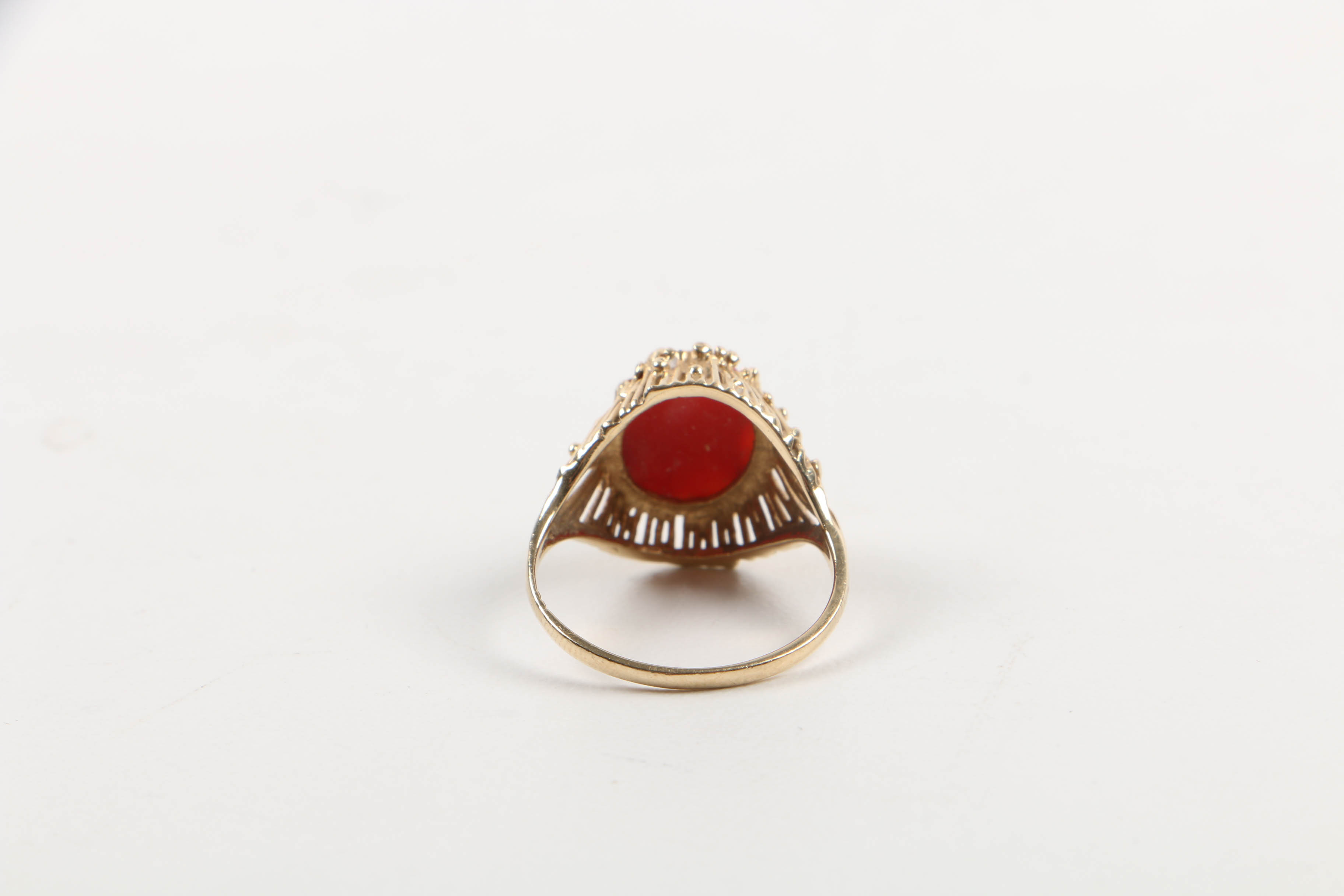 14K Yellow Gold Coral Ring
