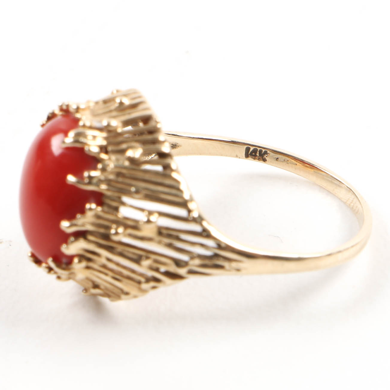 14K Yellow Gold Coral Ring