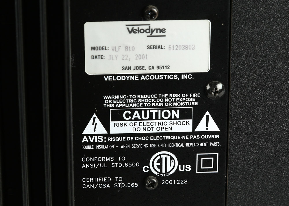 Velodyne VLF and B&W Speakers