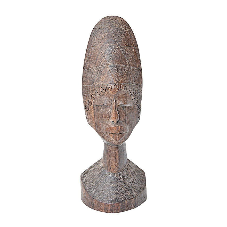 Antique African Hand Carved Wood Head from Julius Fleischmann Collection