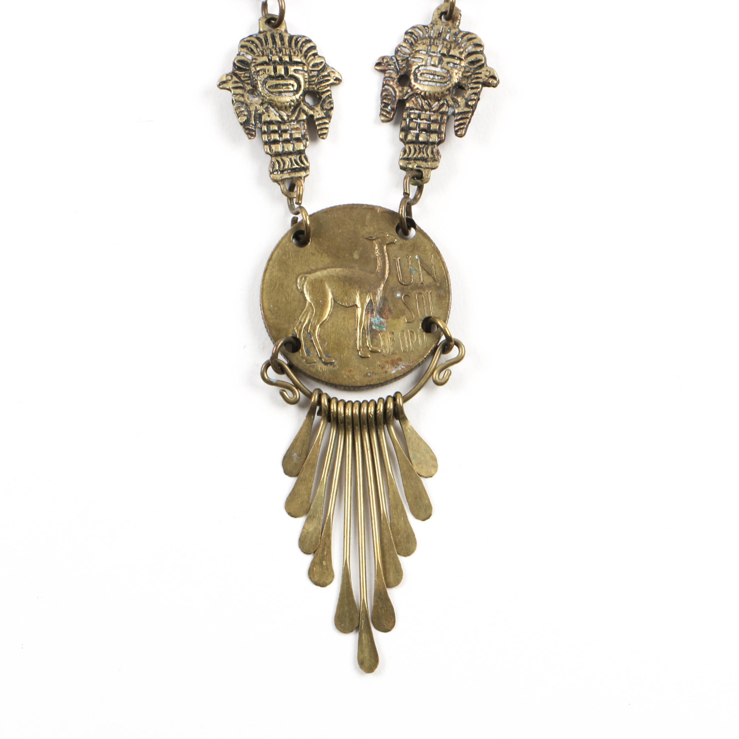 Grouping of Jewelry Including Necklace with Bronze Bull