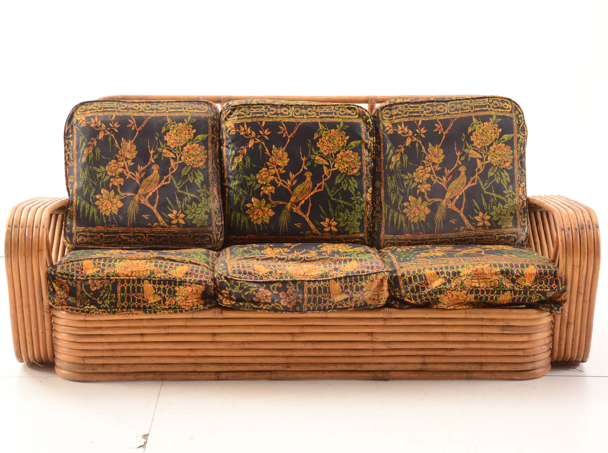 Vintage Ficks Reed Style Bamboo and Rattan Sofa