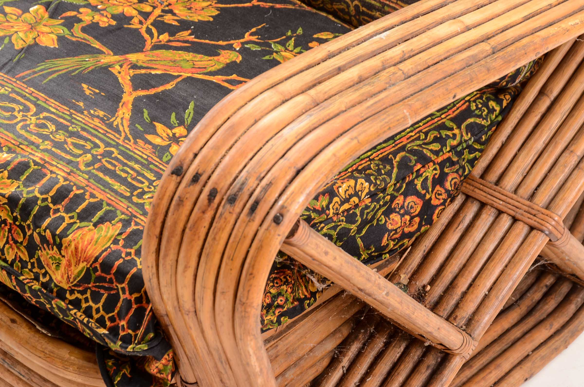 Vintage Ficks Reed Style Bamboo and Rattan Sofa