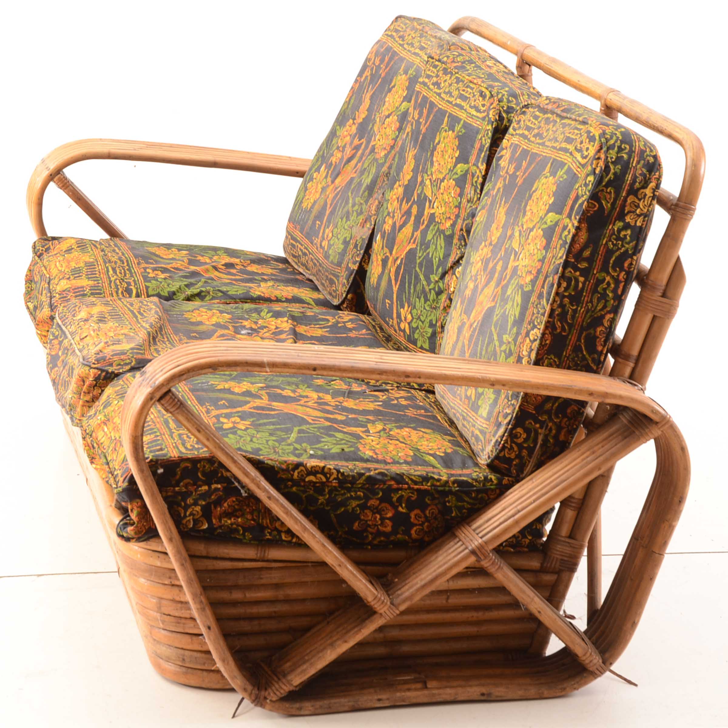 Vintage Ficks Reed Style Bamboo and Rattan Sofa