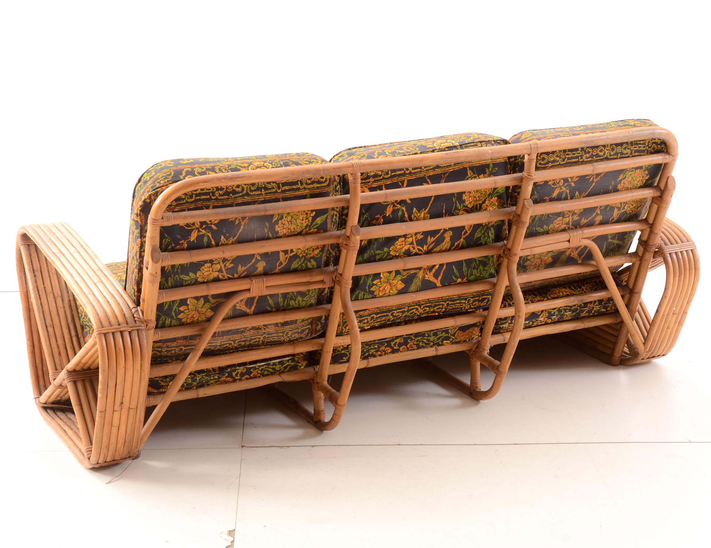 Vintage Ficks Reed Style Bamboo and Rattan Sofa