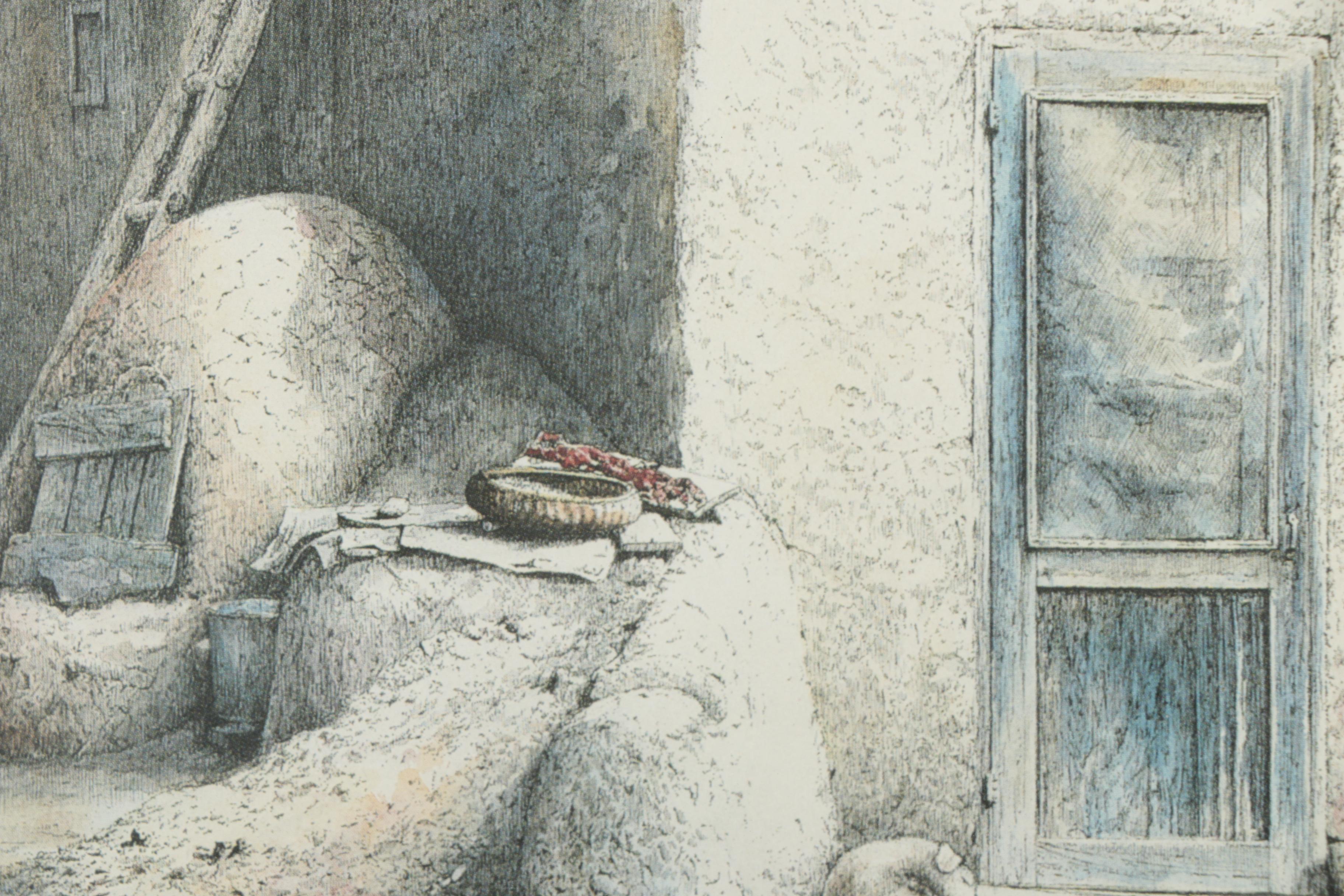 Sharon Pedersen 1980s Limited Edition Offset Lithograph of Taos Pueblo