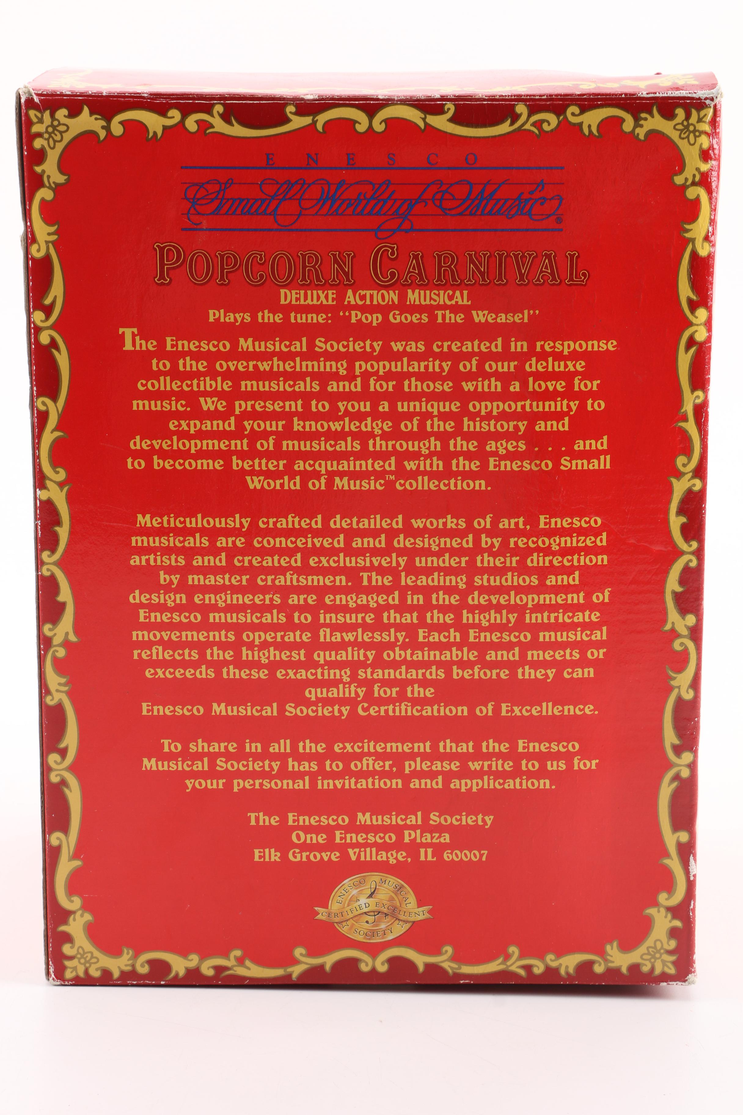 1992 Enesco Musical "Popcorn Carnival" Action Display