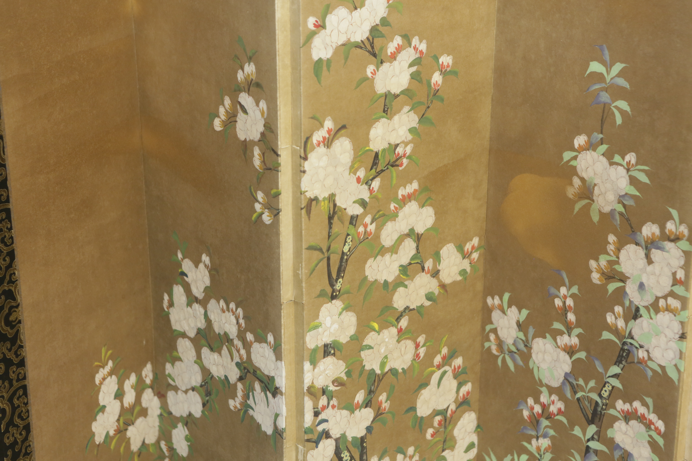 Chinese Six-Panel Folding Screen with "Blossom" Design