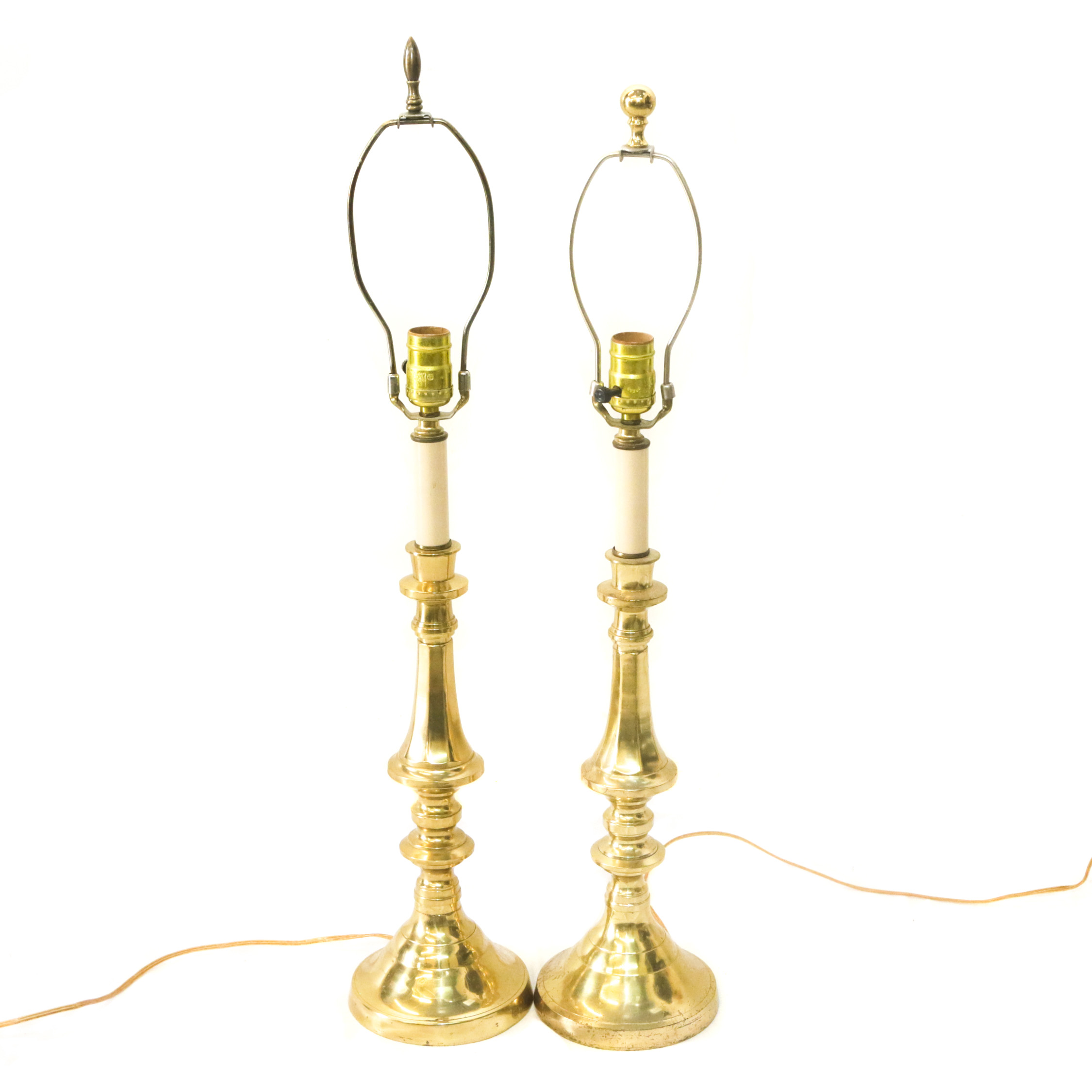 Gold Tone Metal Candlestick Table Lamps