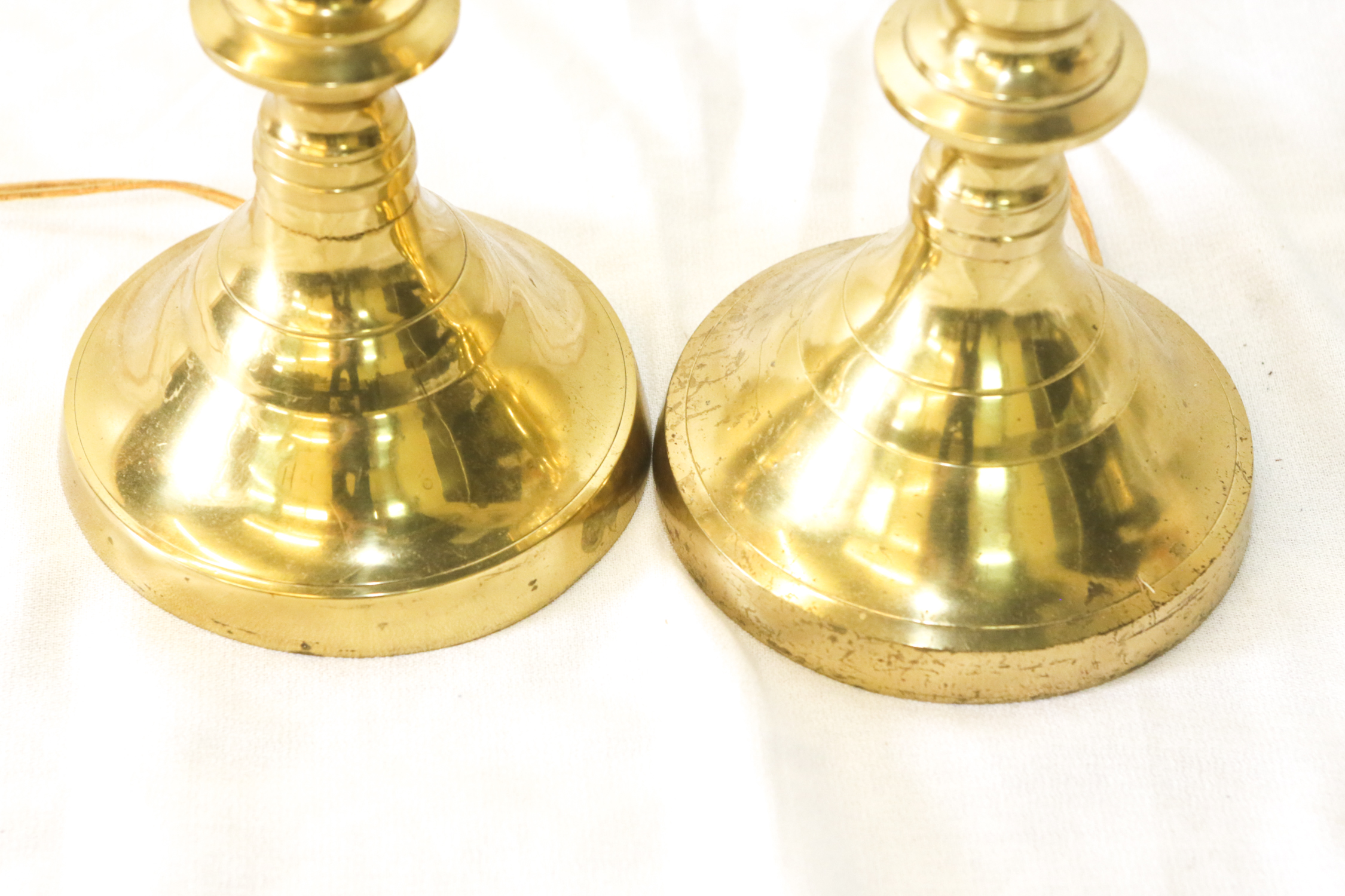 Gold Tone Metal Candlestick Table Lamps