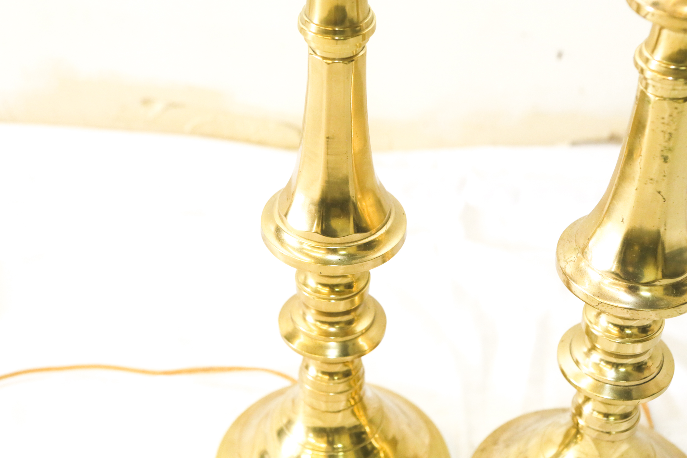 Gold Tone Metal Candlestick Table Lamps