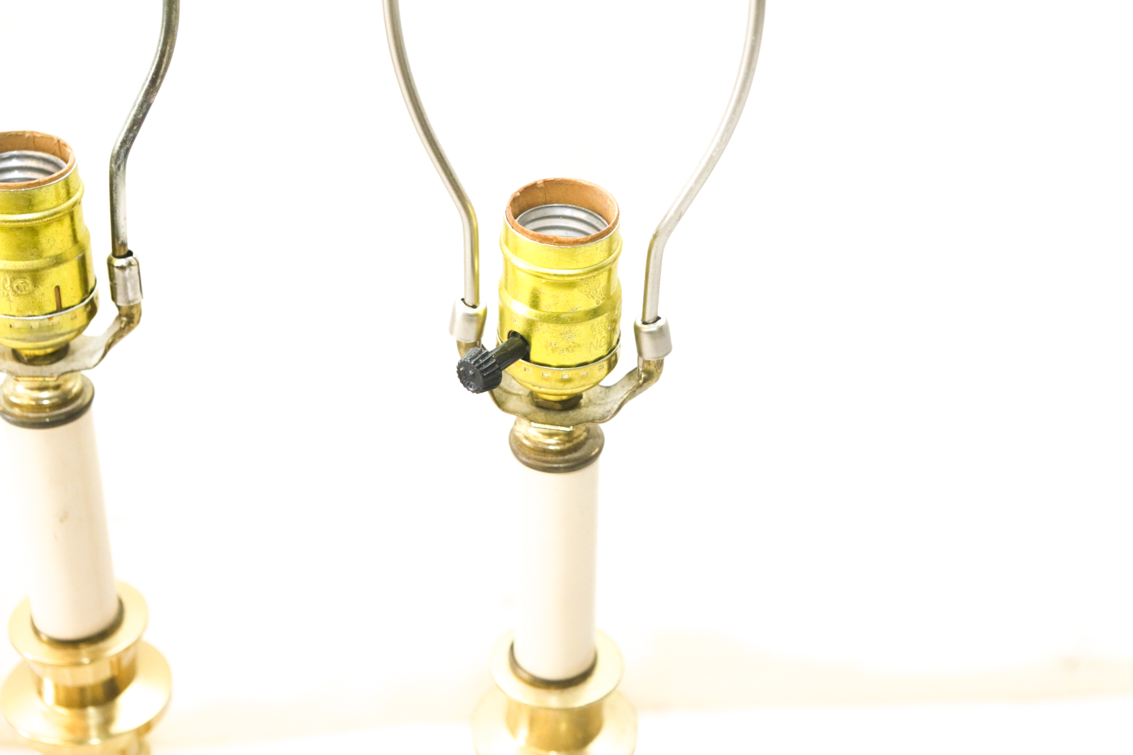 Gold Tone Metal Candlestick Table Lamps