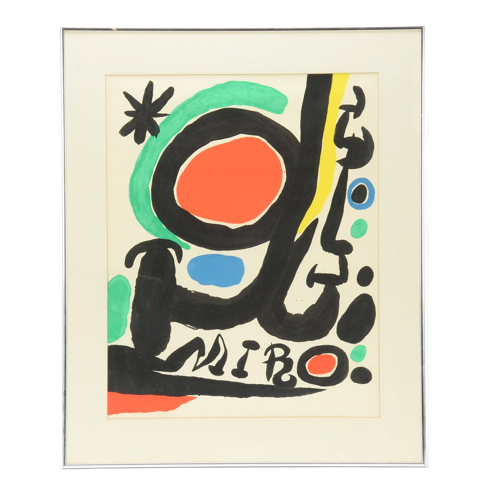 Vintage Lithographic Poster Designed by Joan Miro for Fondation Maeght
