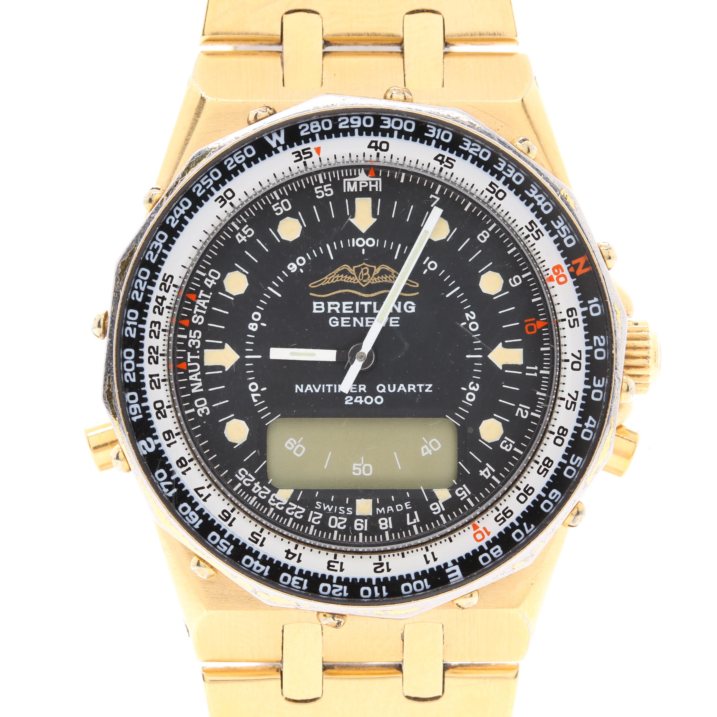 Breitling Geneve "Navitimer" Quartz Swiss Made Analog and Digital Watch