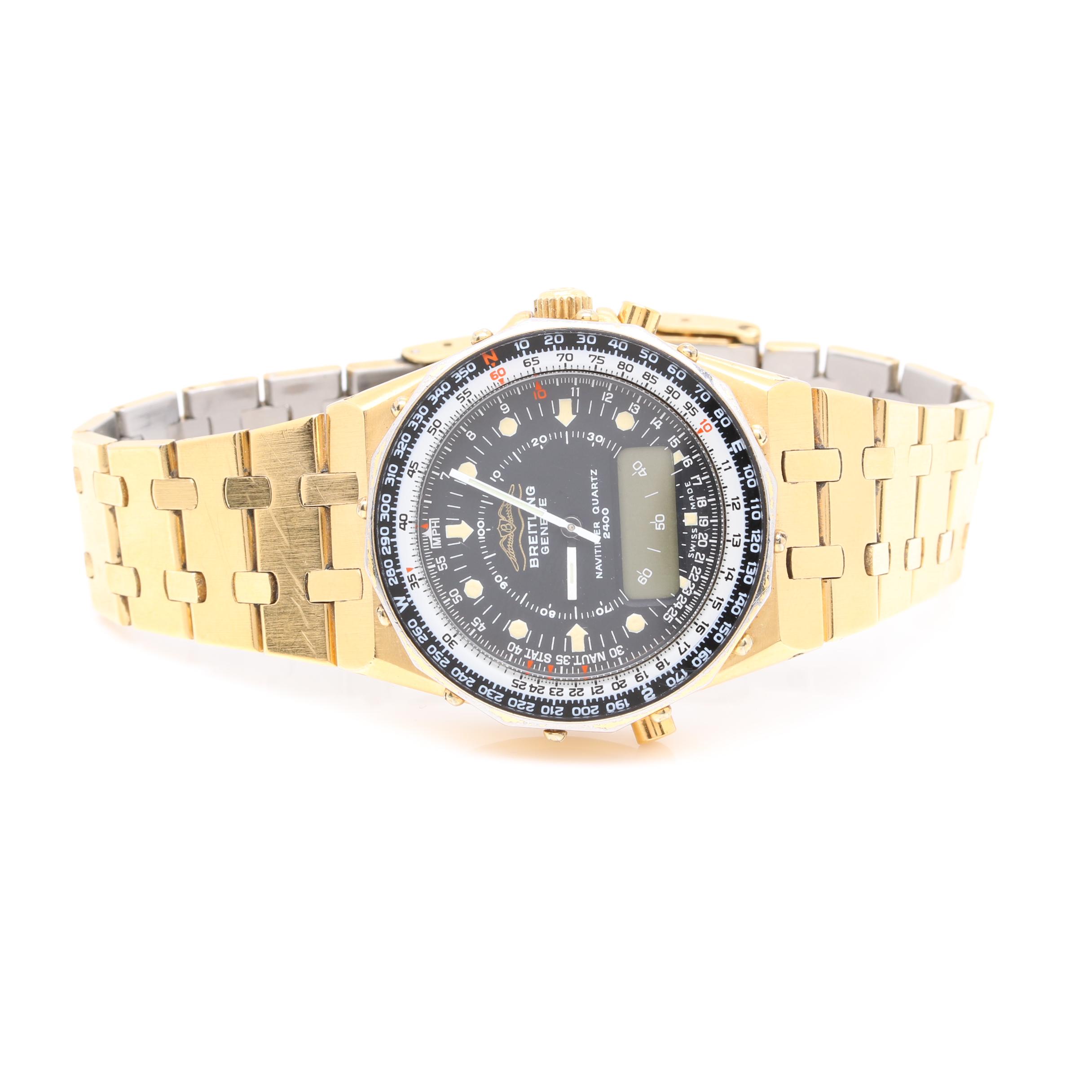 Breitling Geneve "Navitimer" Quartz Swiss Made Analog and Digital Watch