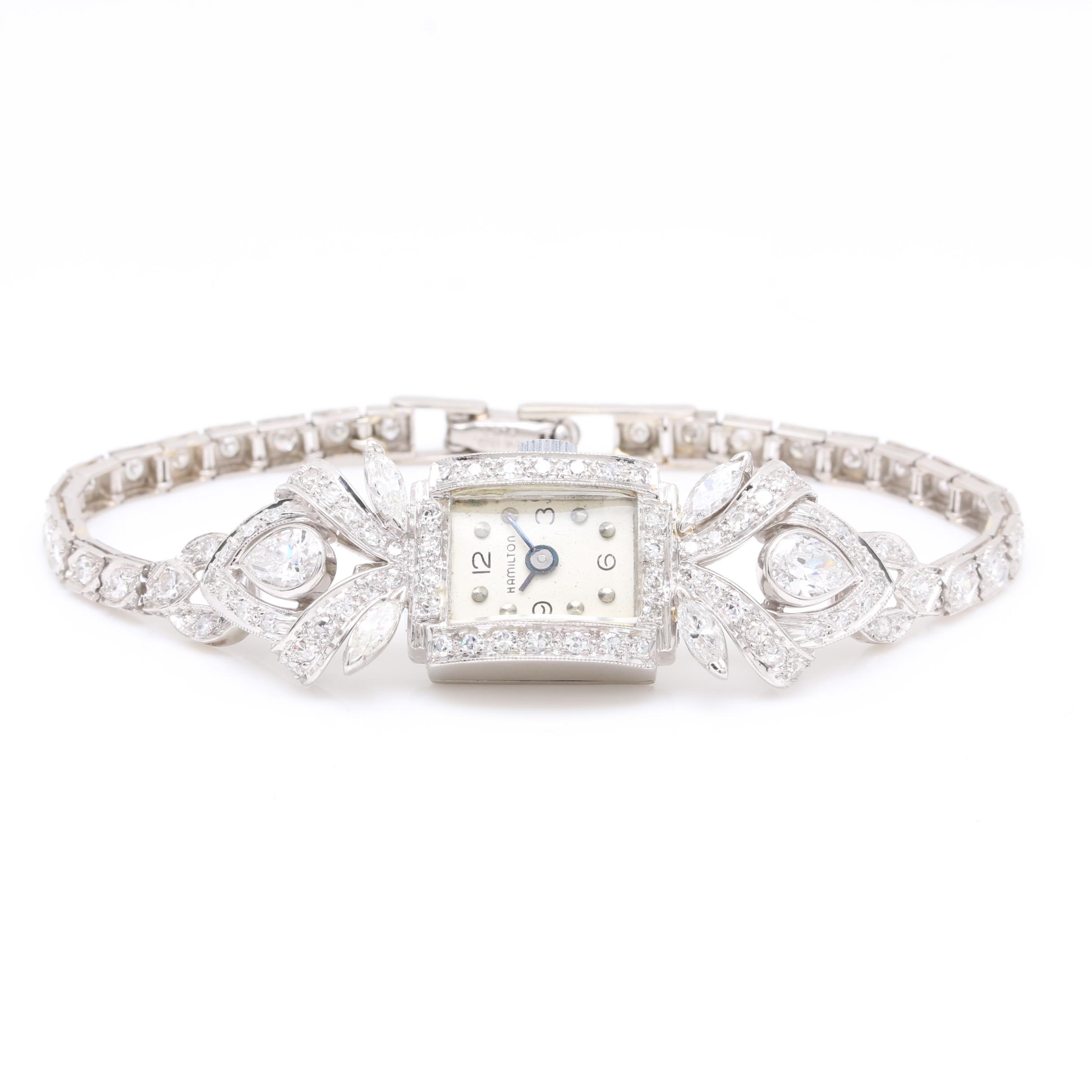 Hamilton Platinum 2.60 CTW Diamond Link Watch