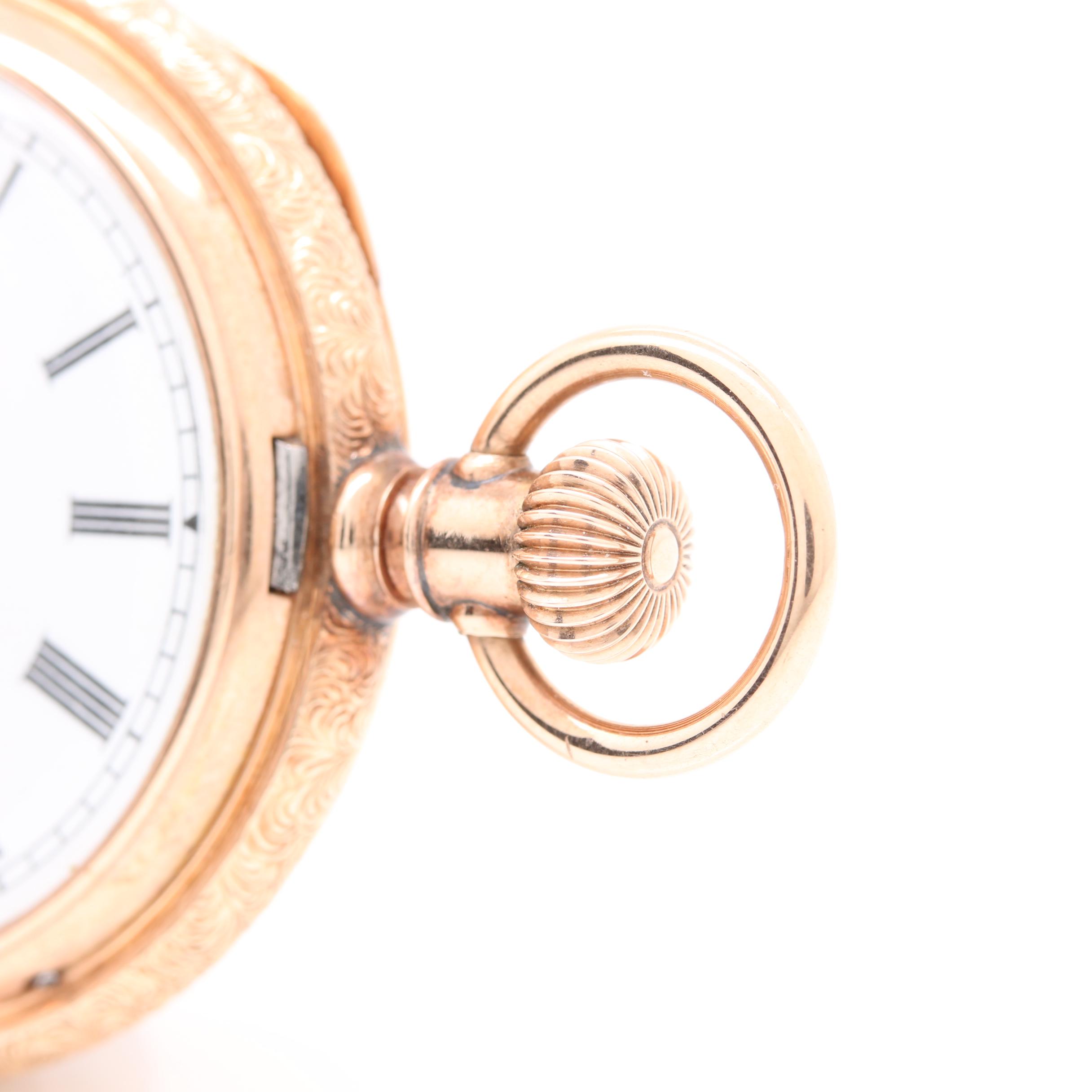 Waltham 14K Multi Color Gold Hunting Case Pocket Watch With Diamond Accent