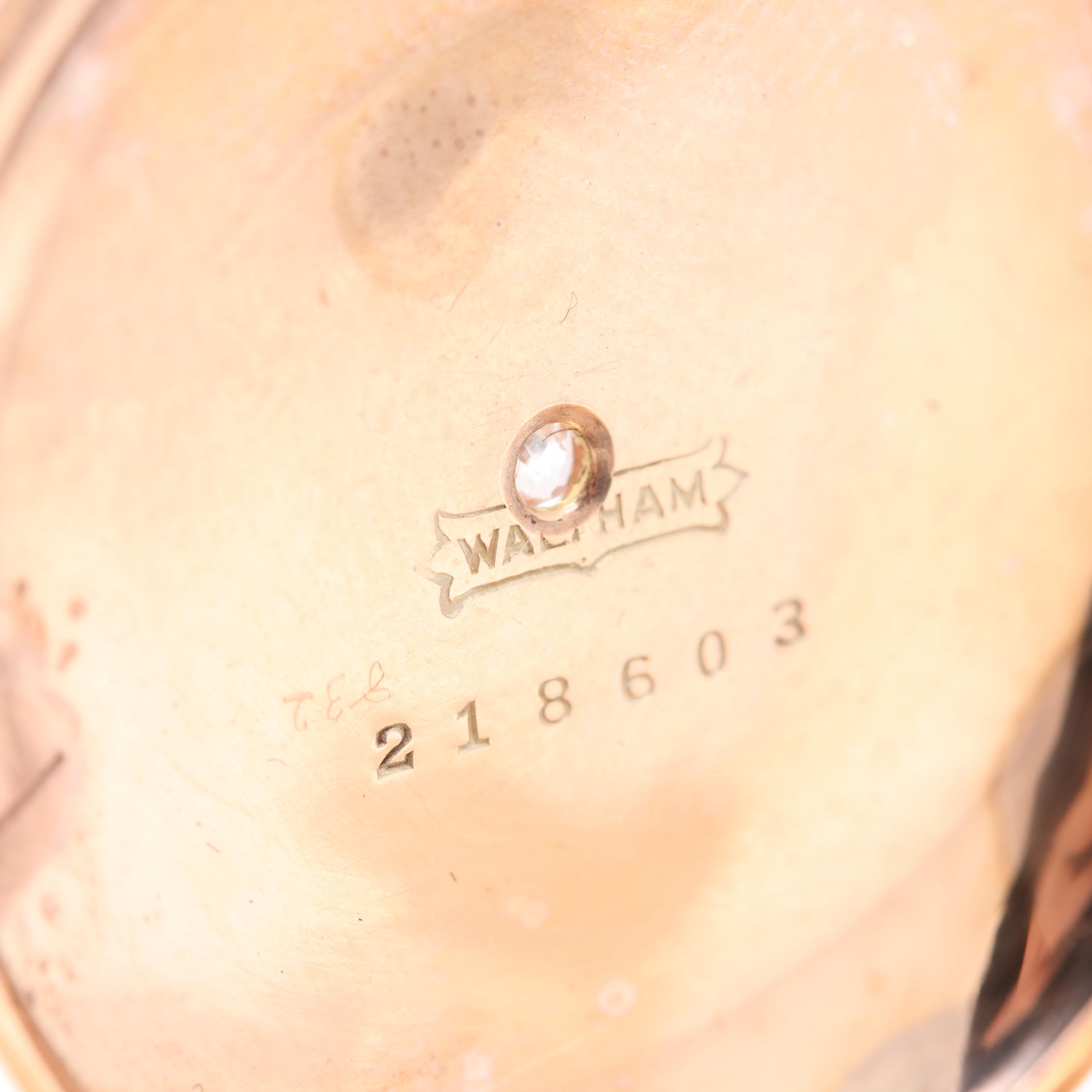 Waltham 14K Multi Color Gold Hunting Case Pocket Watch With Diamond Accent