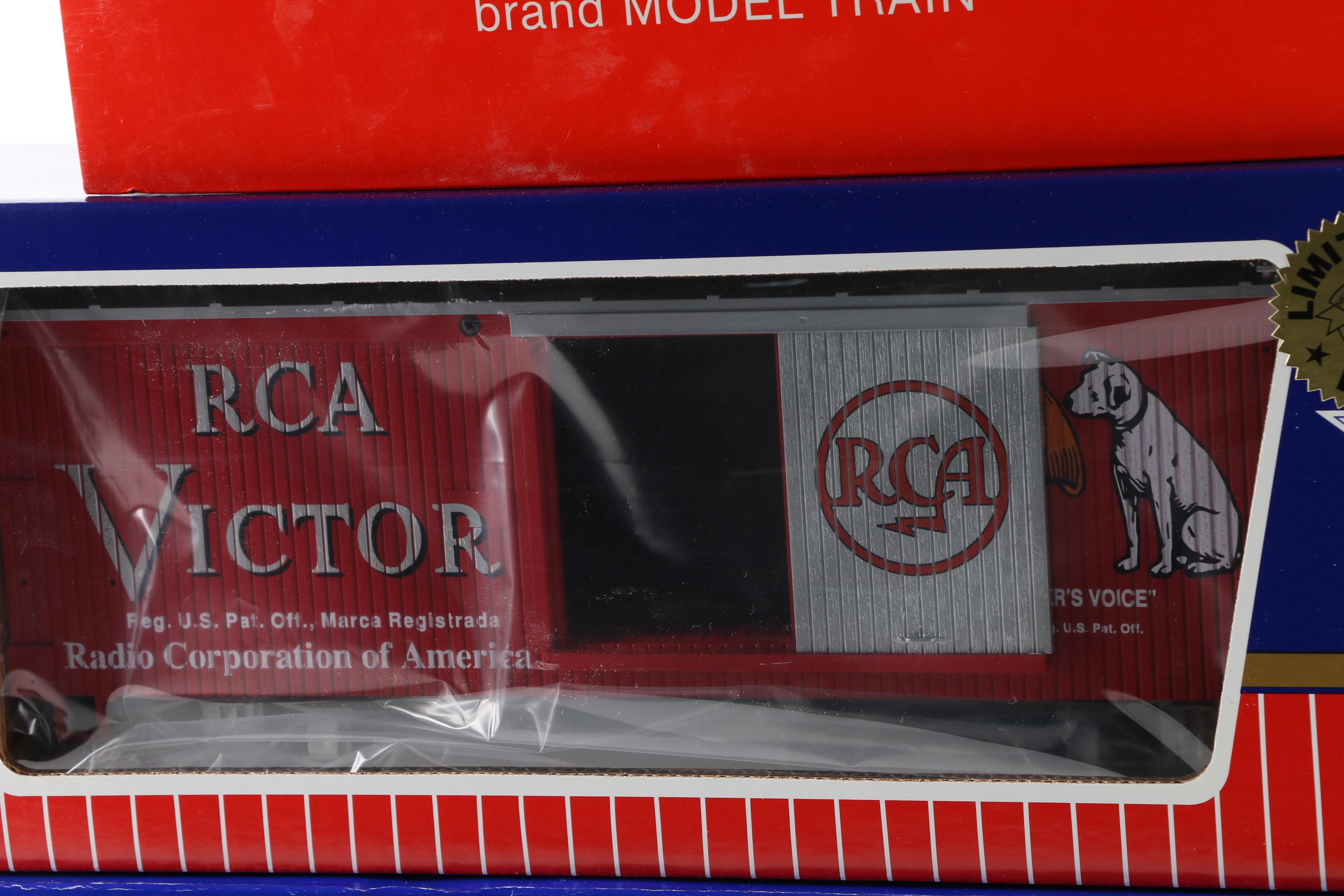Coca-Cola, RCA Victor, and Budweiser Train Cars