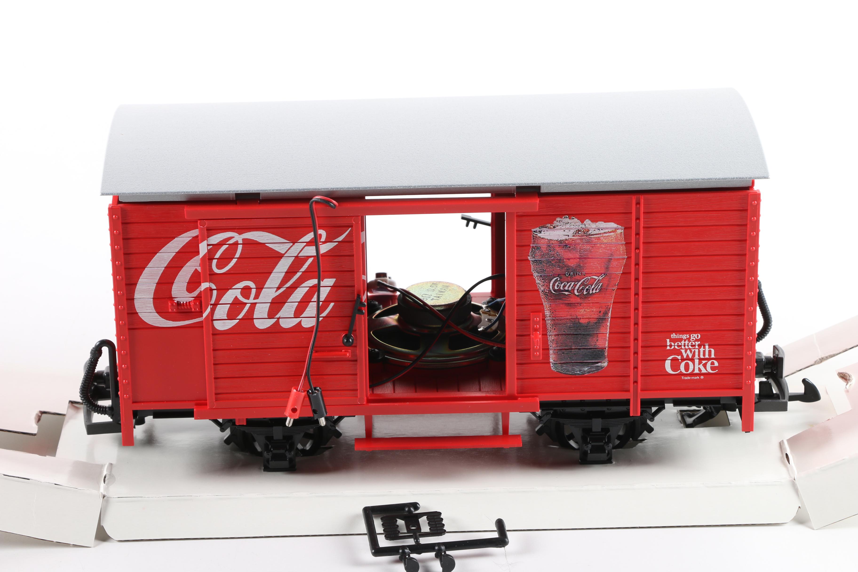Coca-Cola, RCA Victor, and Budweiser Train Cars