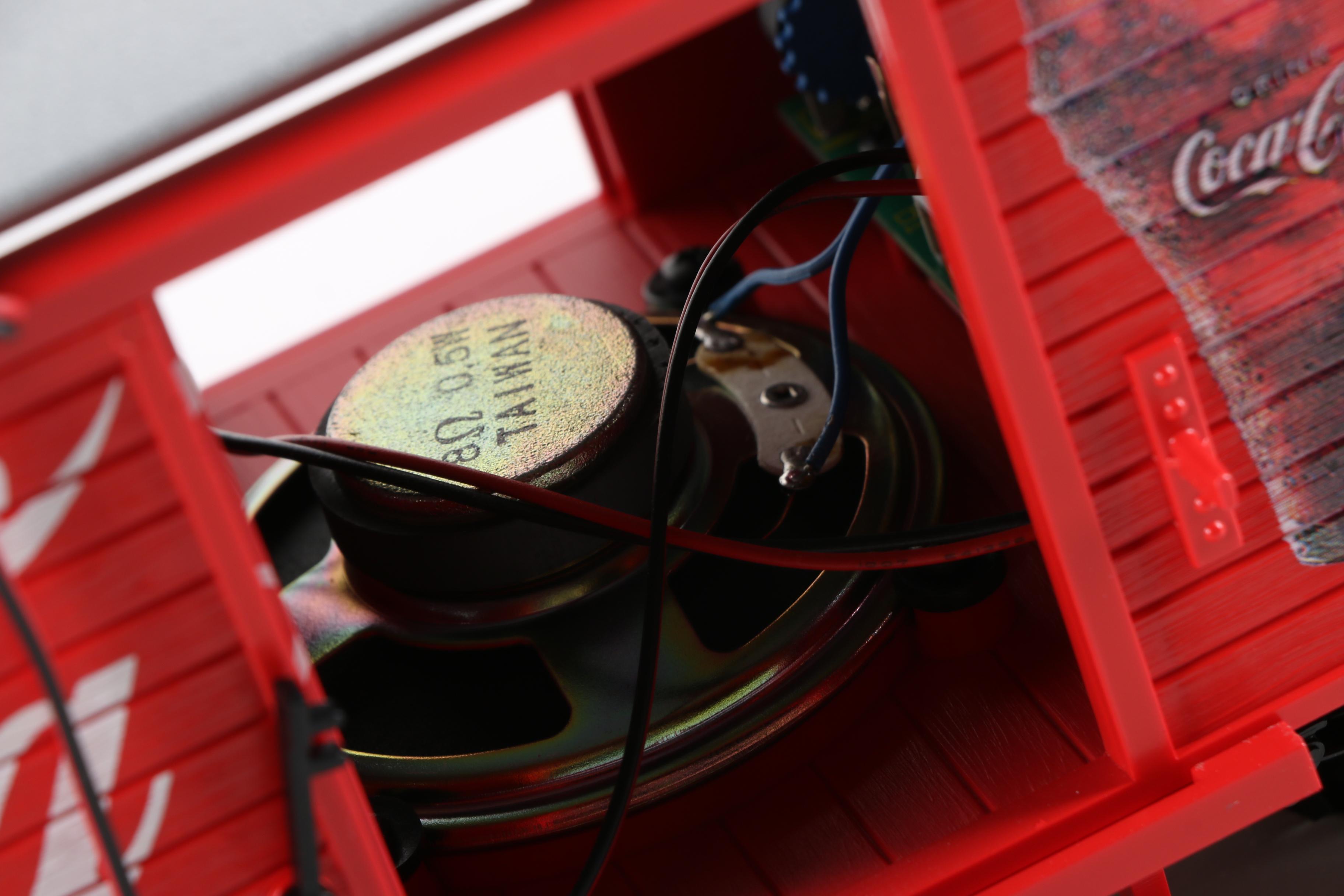 Coca-Cola, RCA Victor, and Budweiser Train Cars