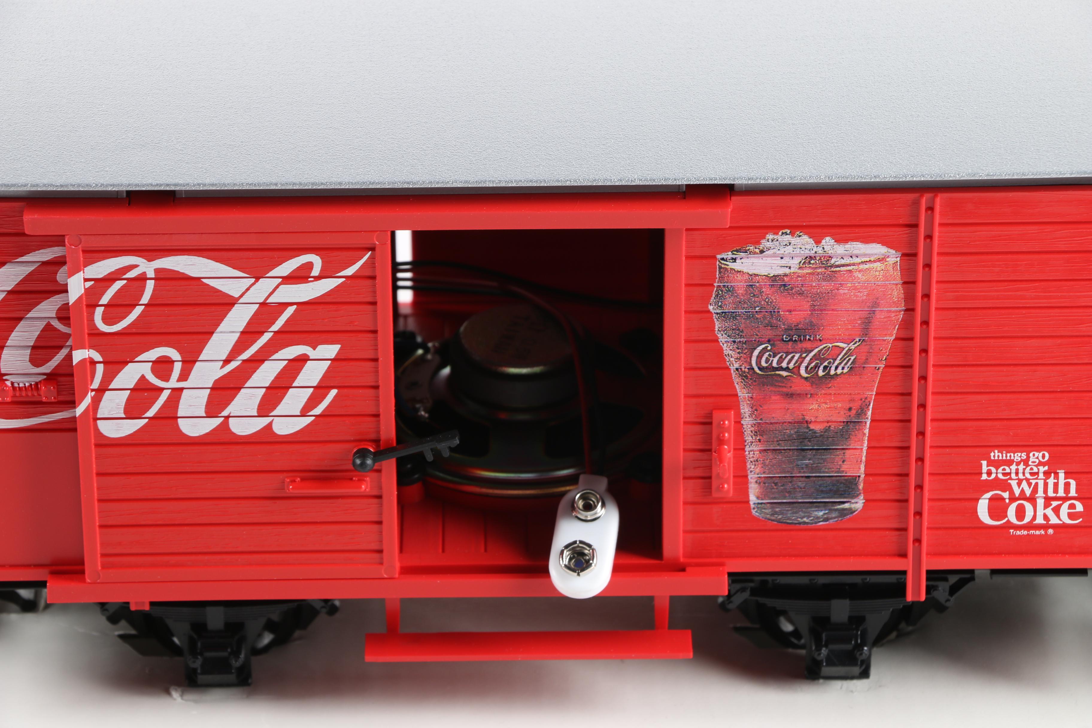 Coca-Cola, RCA Victor, and Budweiser Train Cars