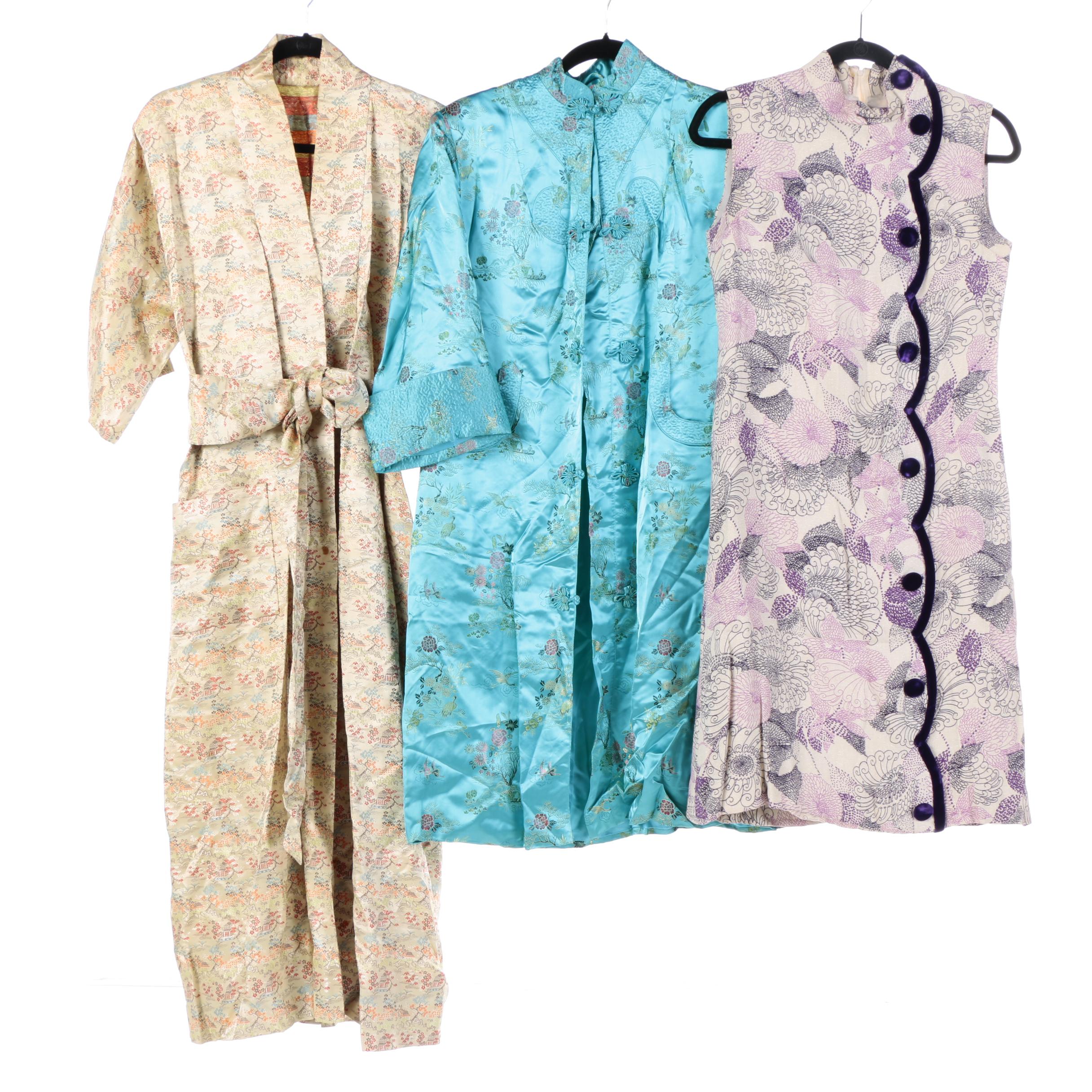 Circa 1970s Vintage Chinese Souvenir Tourist Robes and Sleeveless Dress