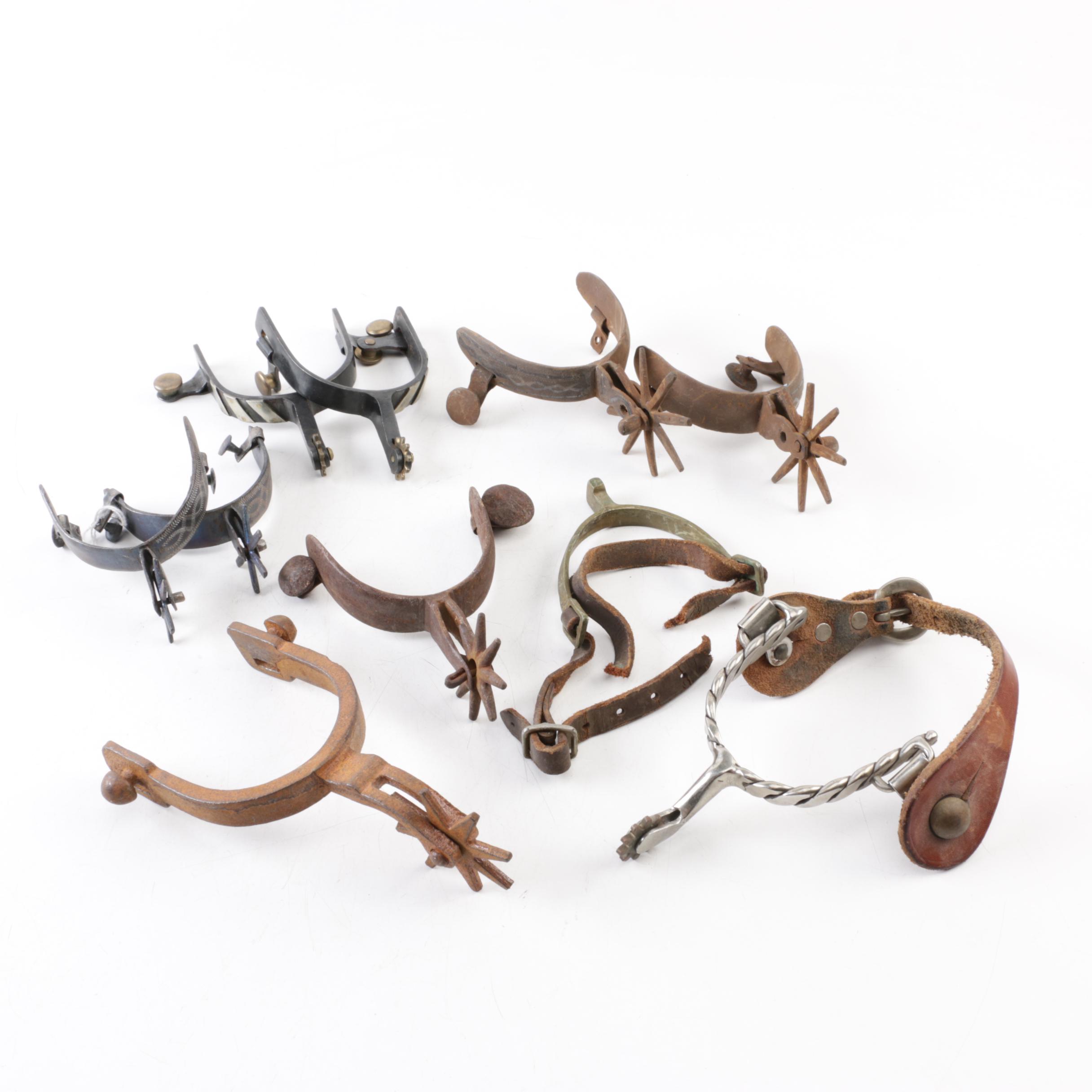 Vintage Metal and Leather Boot Spurs