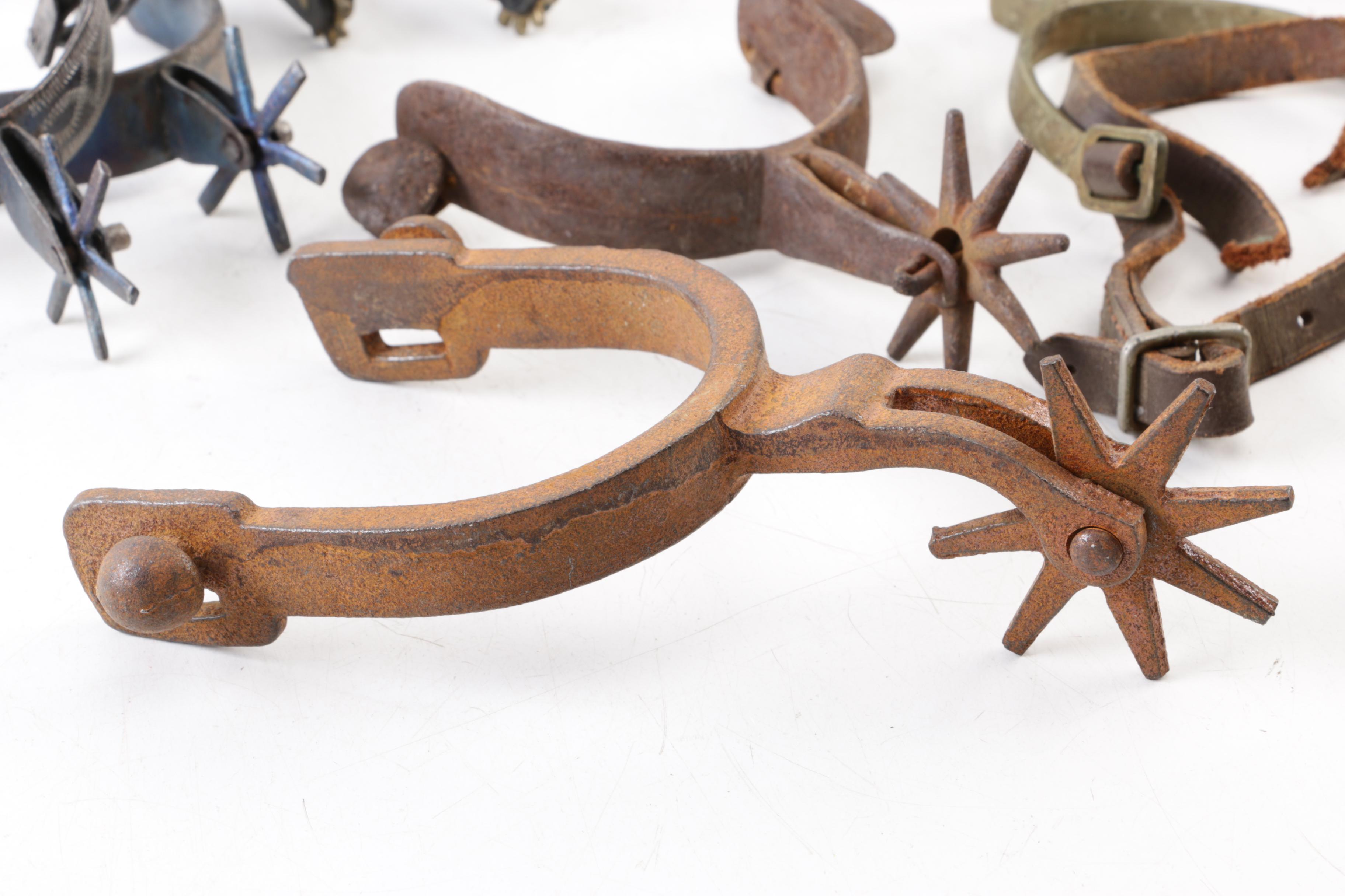 Vintage Metal and Leather Boot Spurs