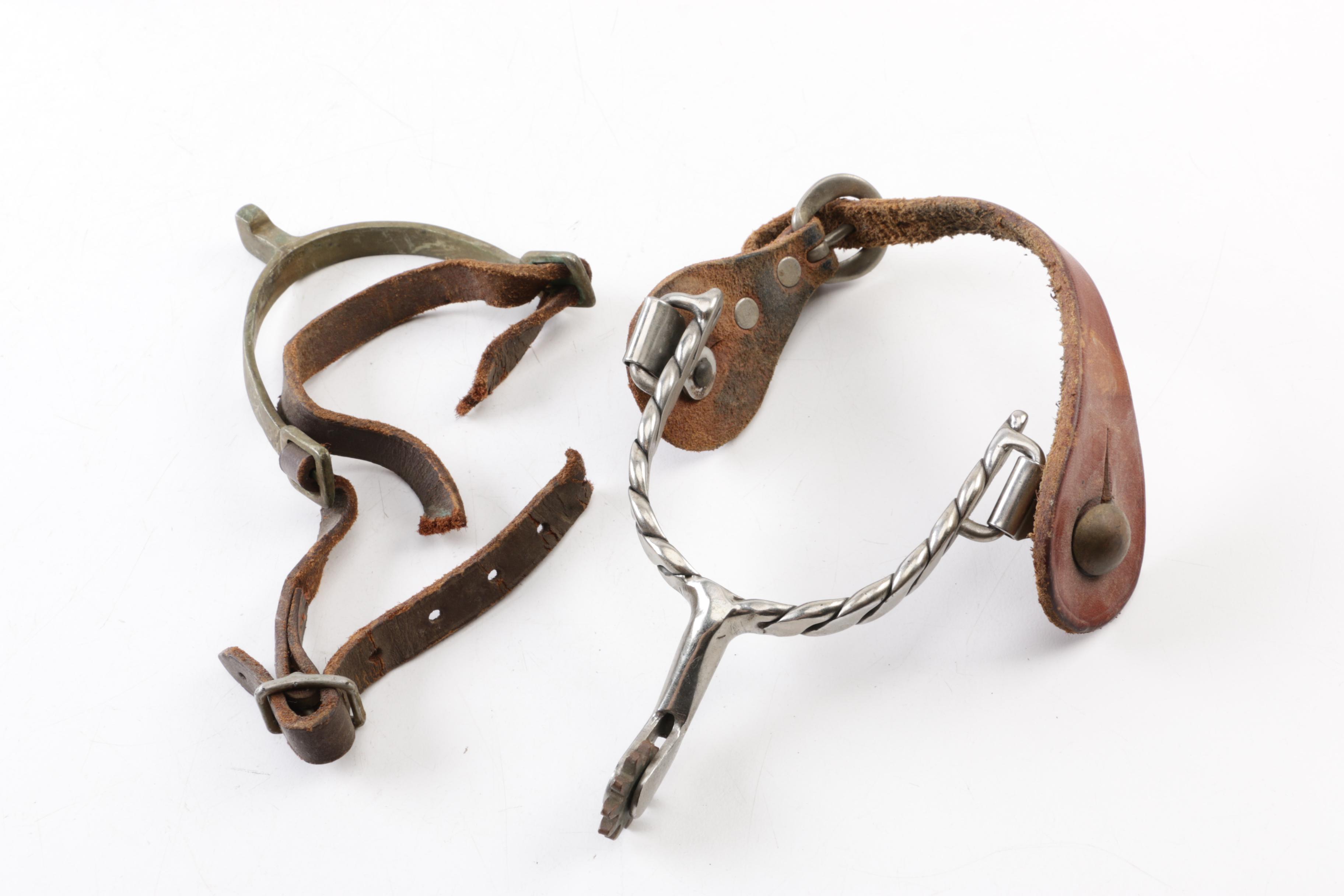 Vintage Metal and Leather Boot Spurs