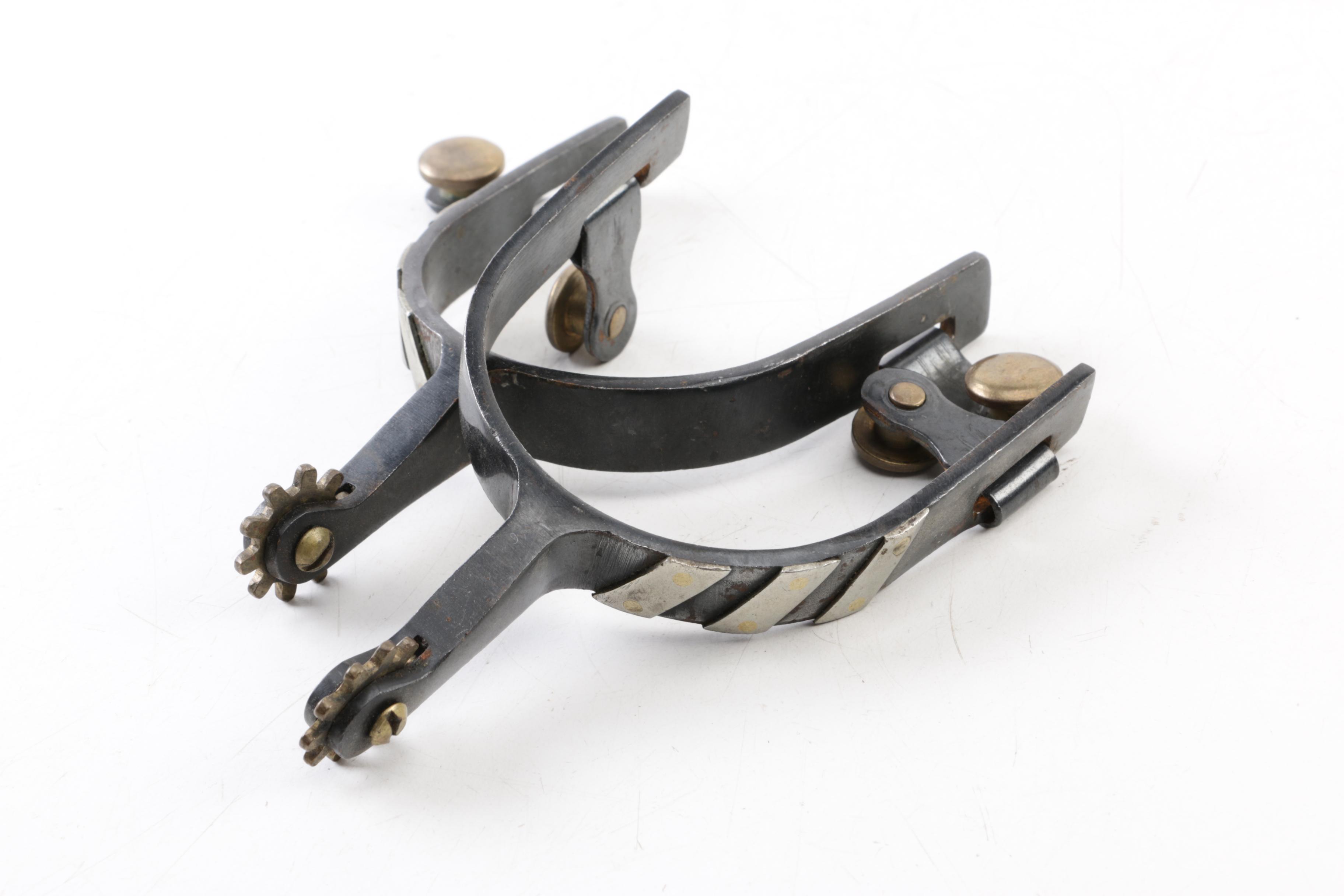 Vintage Metal and Leather Boot Spurs