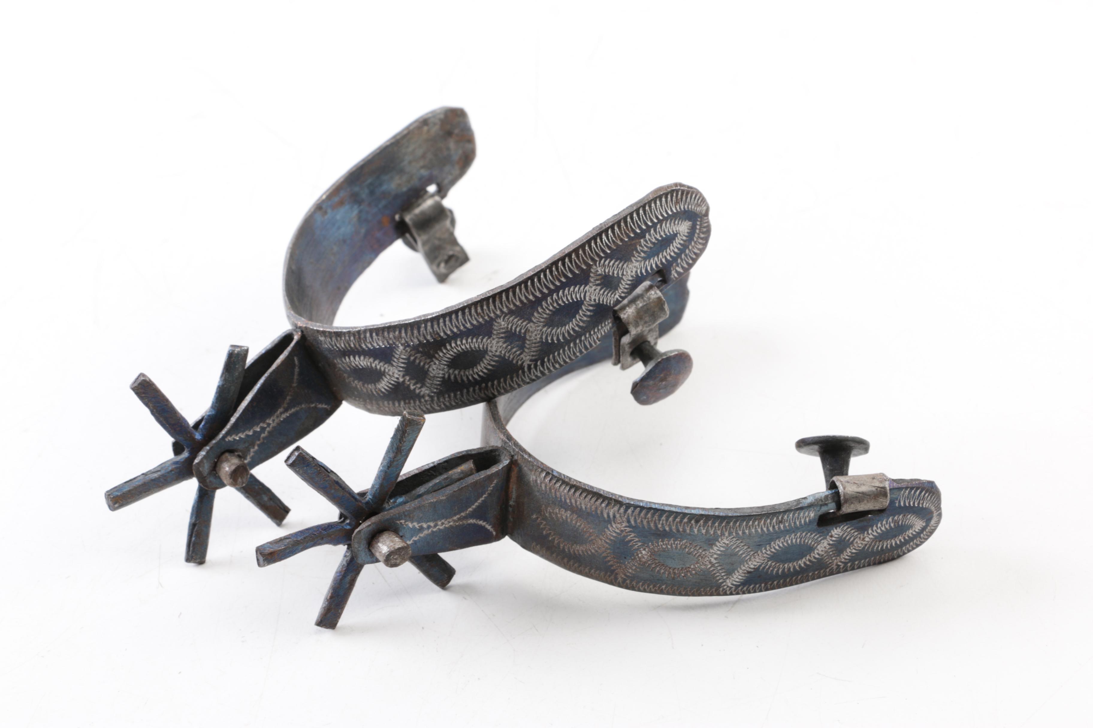 Vintage Metal and Leather Boot Spurs