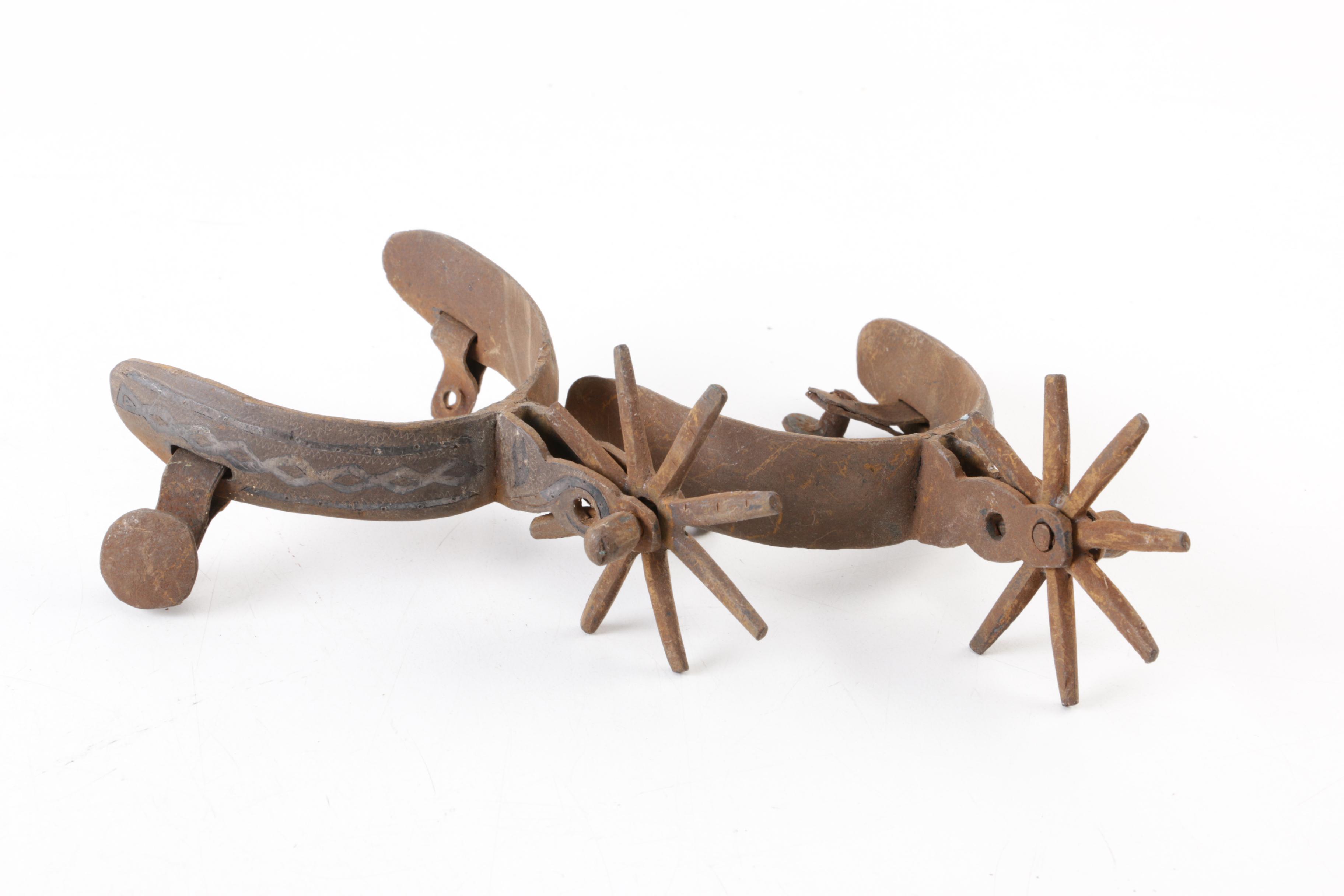 Vintage Metal and Leather Boot Spurs