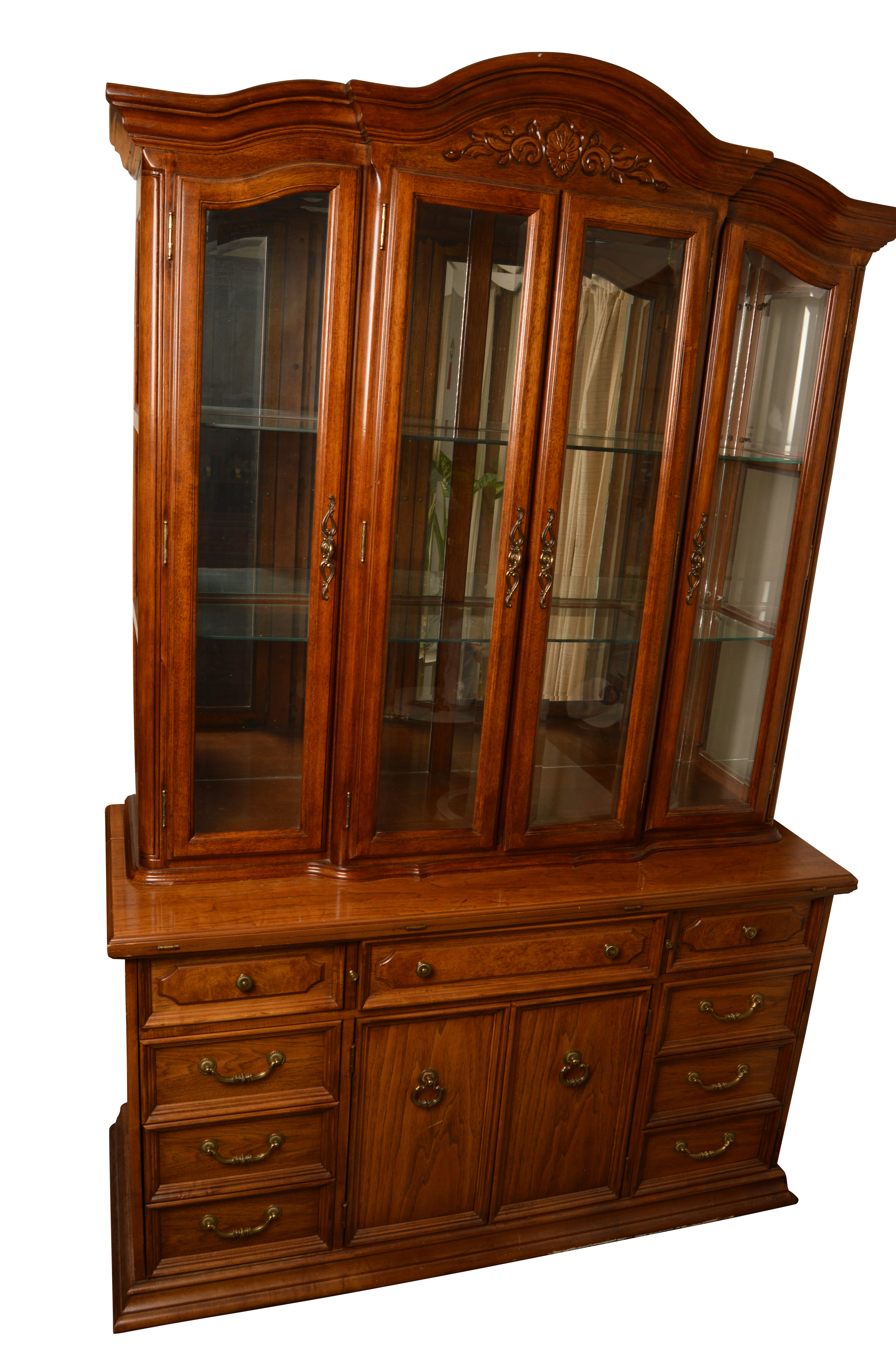 Vintage Two-Piece China Cabinet by Thomasville