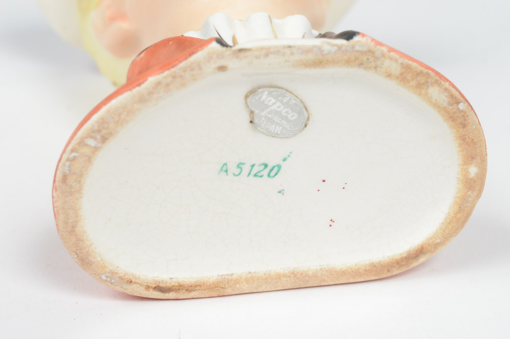 1940s and 1950s Porcelain Lady Head Vases Featuring Mary Poppins