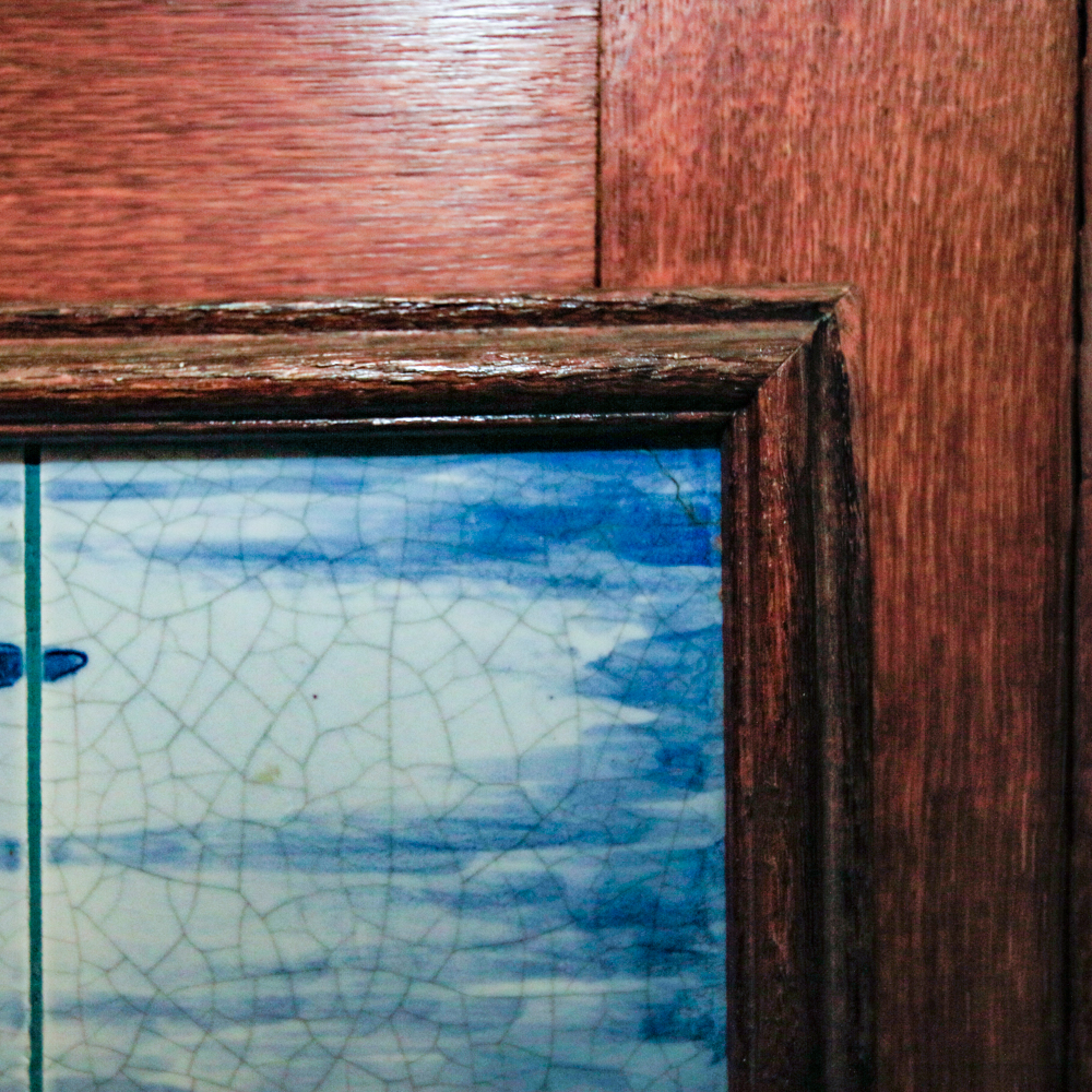 Blue and White Delft Style Ceramic Tile Panel of Sailing Vessel