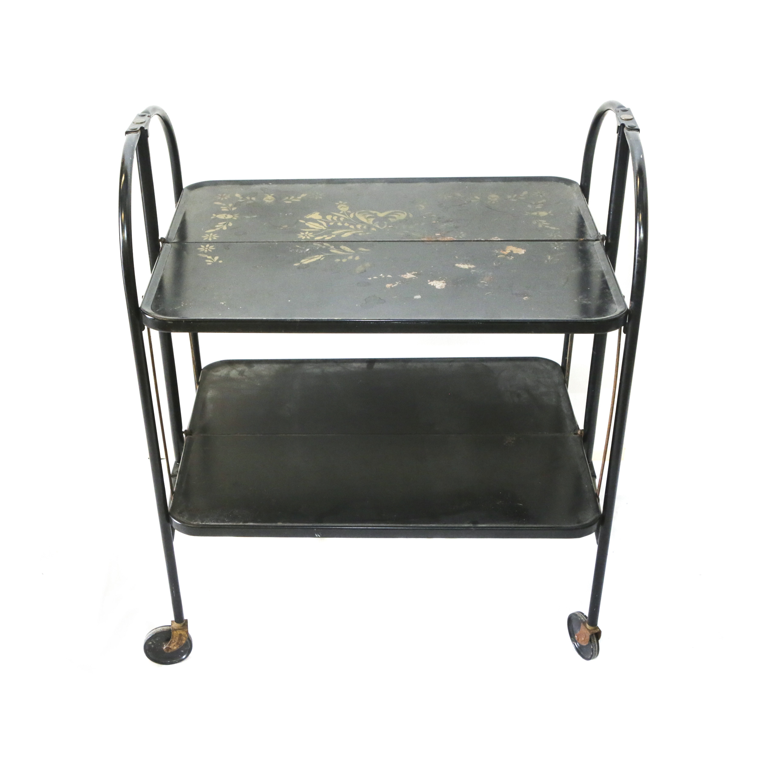Vintage Stenciled Metal Folding Cart