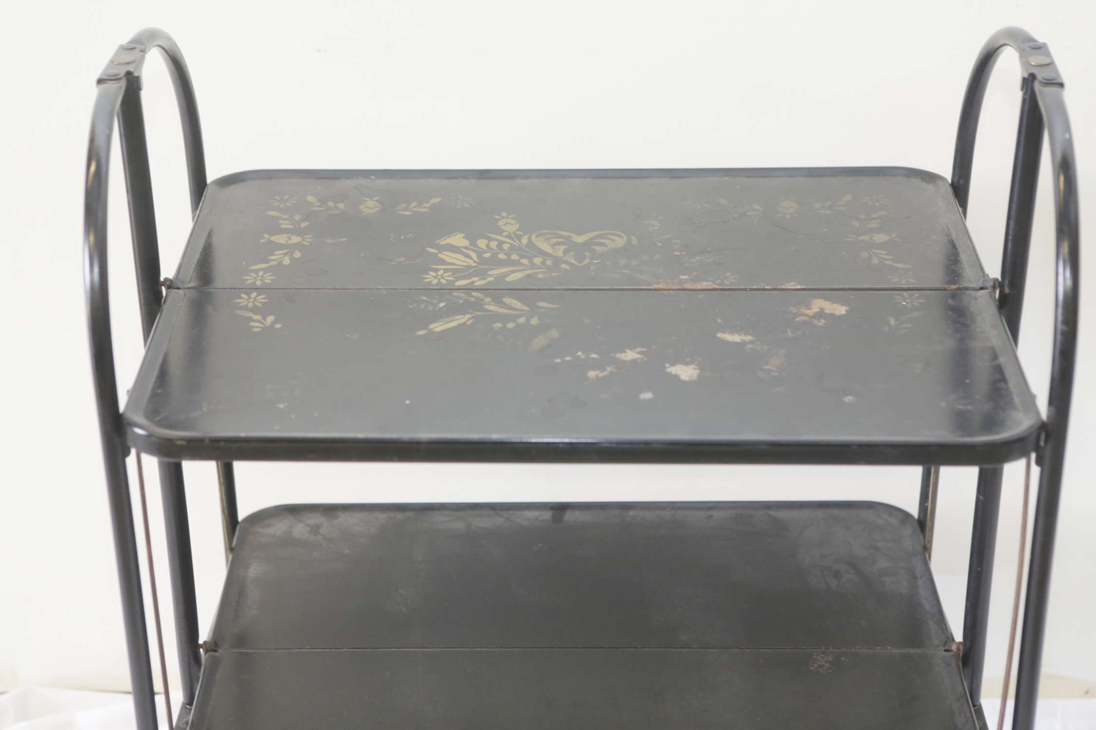 Vintage Stenciled Metal Folding Cart