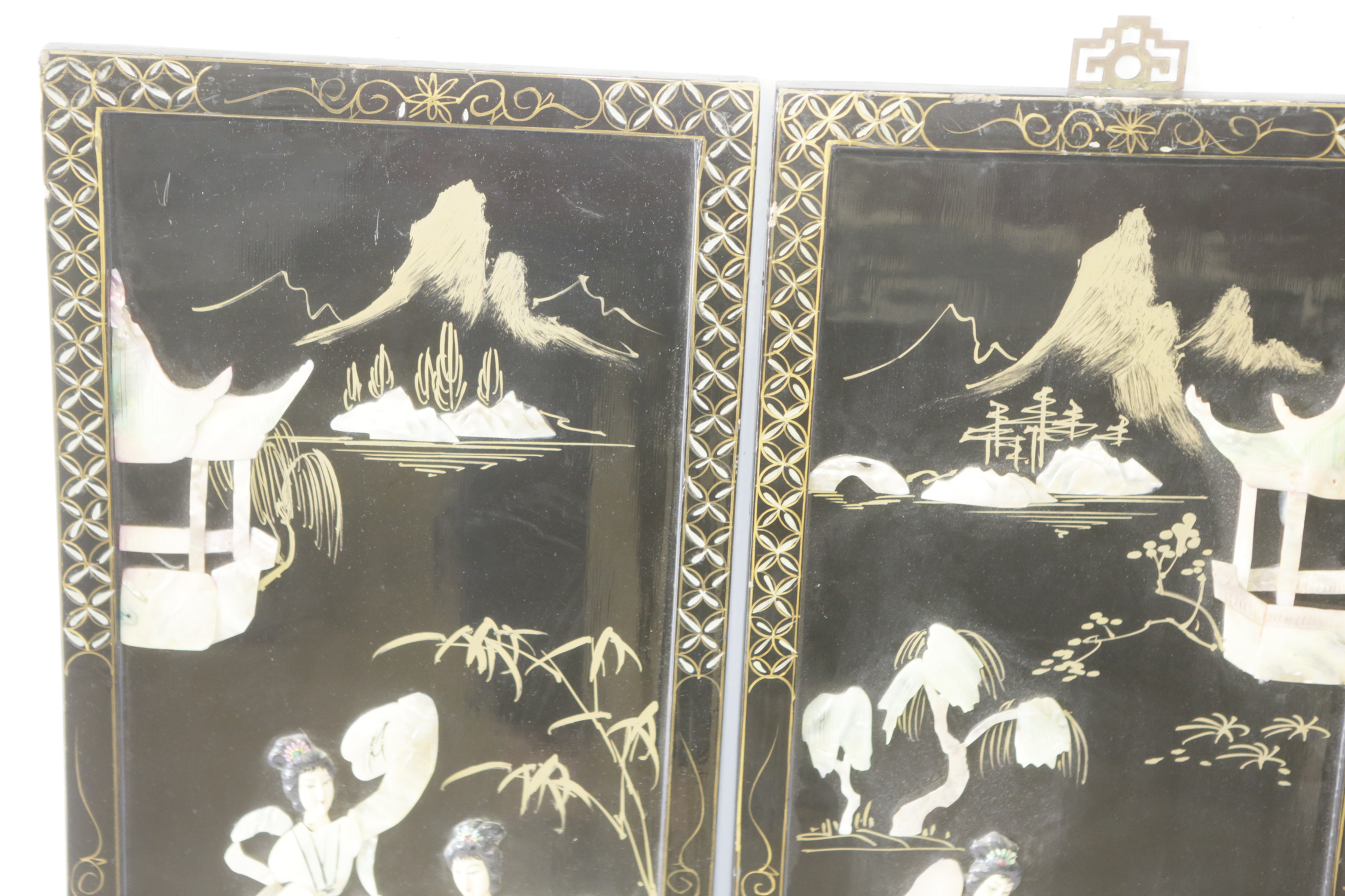 Chinese Decorative Panels with Shell Inlays