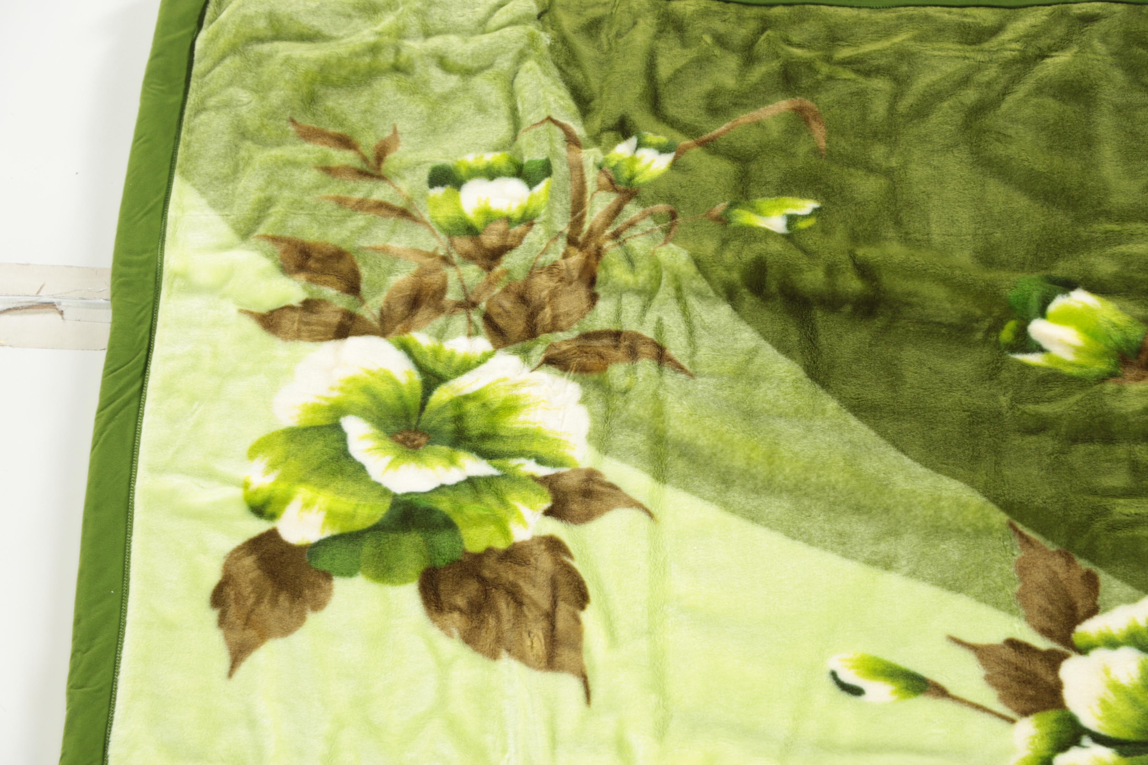 Asian Floral Fleece Blanket