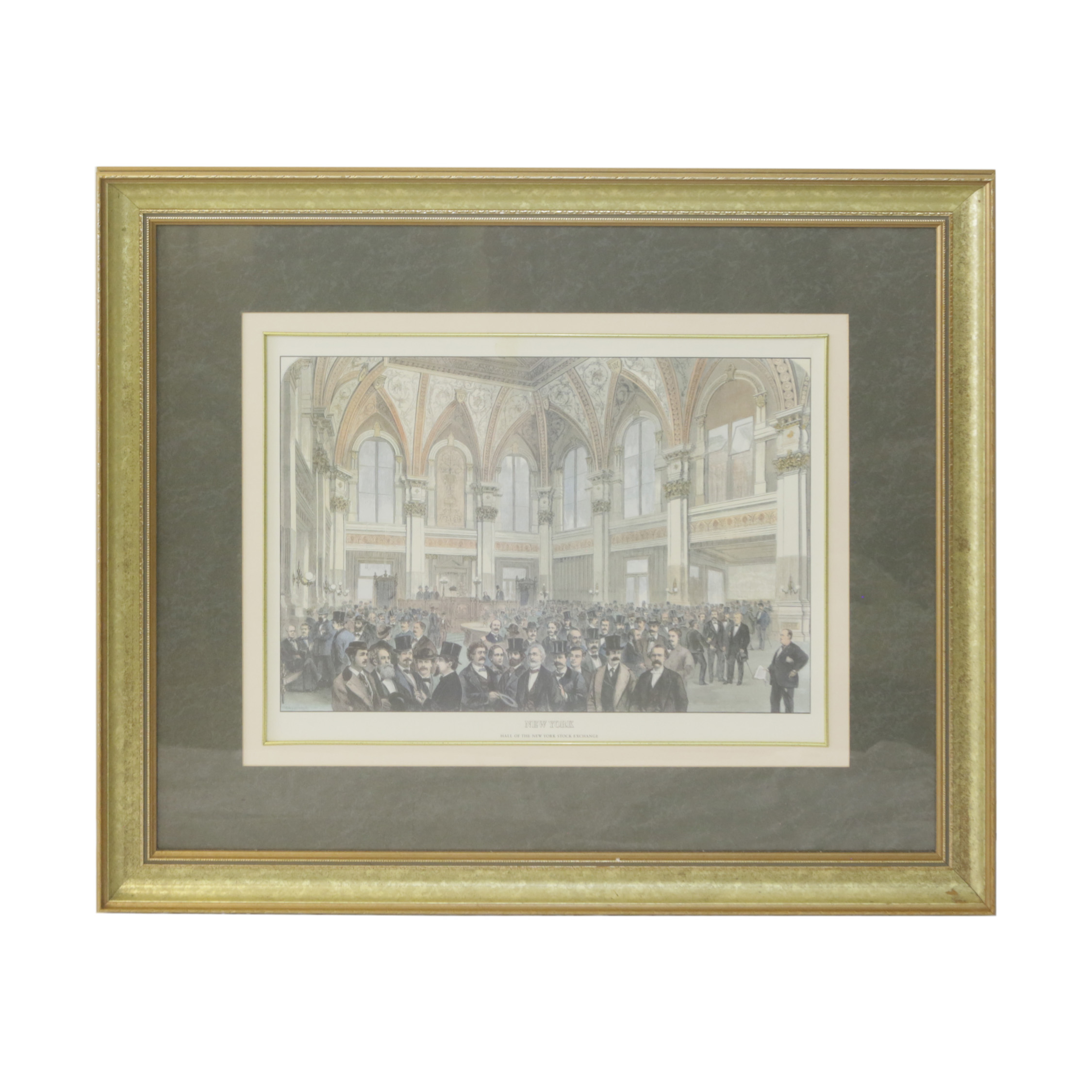 Offset Lithograph After Albert Berghaus "Hall of the New York Stock Exchange"