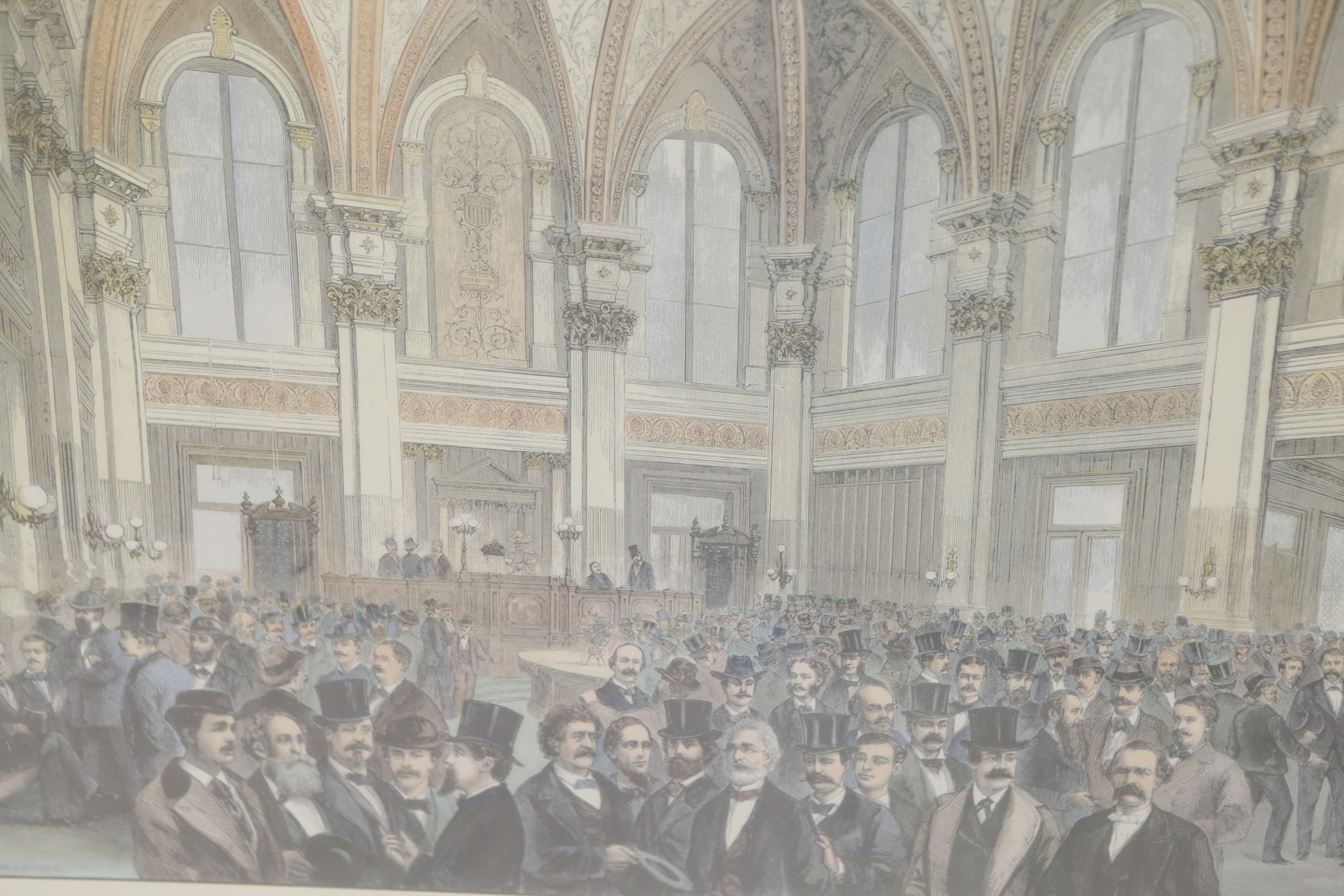 Offset Lithograph After Albert Berghaus "Hall of the New York Stock Exchange"