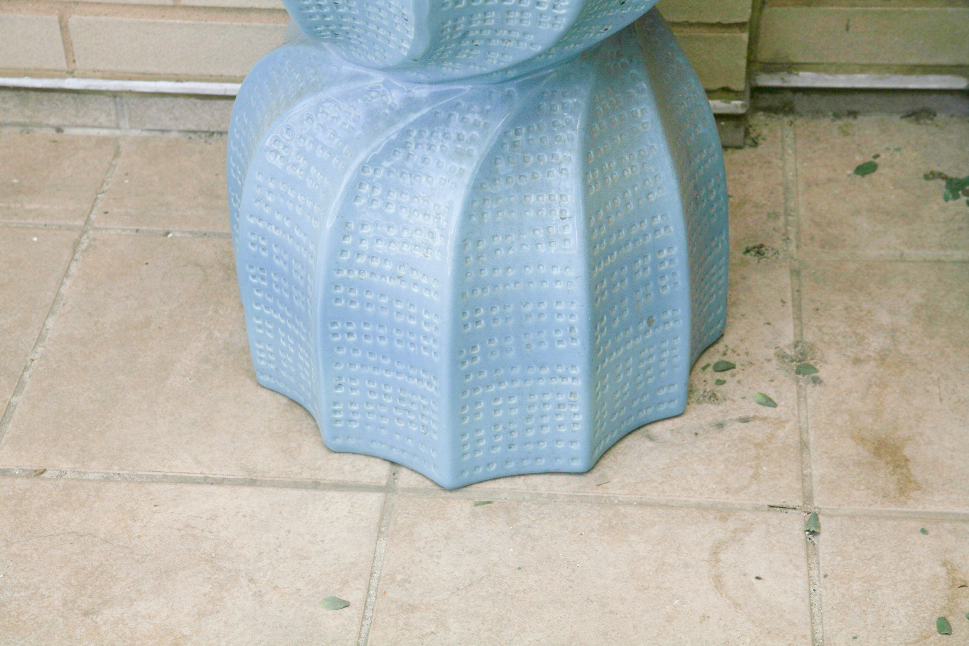 Blue Ceramic Garden Stool