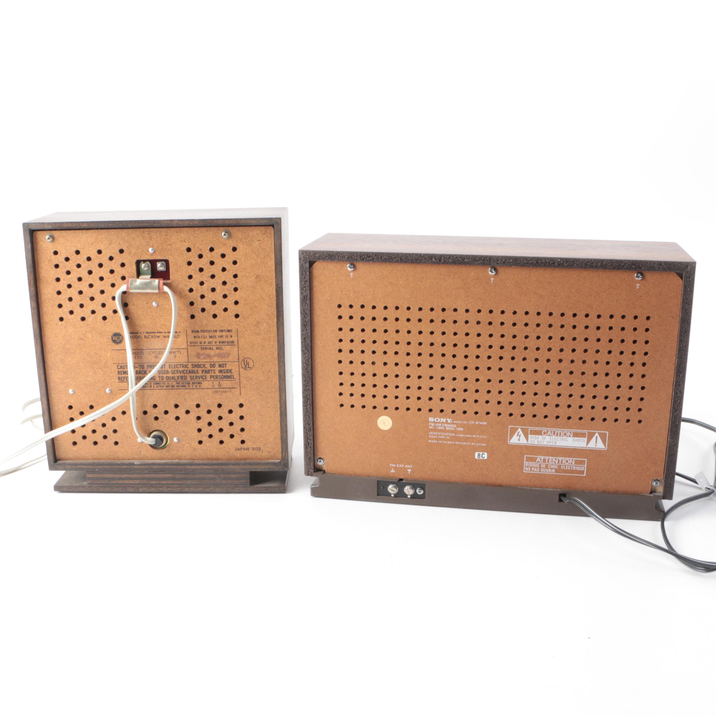 Sony ICF-9740W and RCA RLC40W Radios