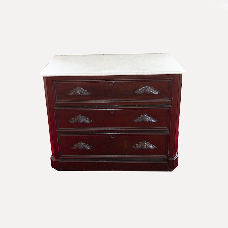 Antique Victorian Chest of Drawers with Marble Top