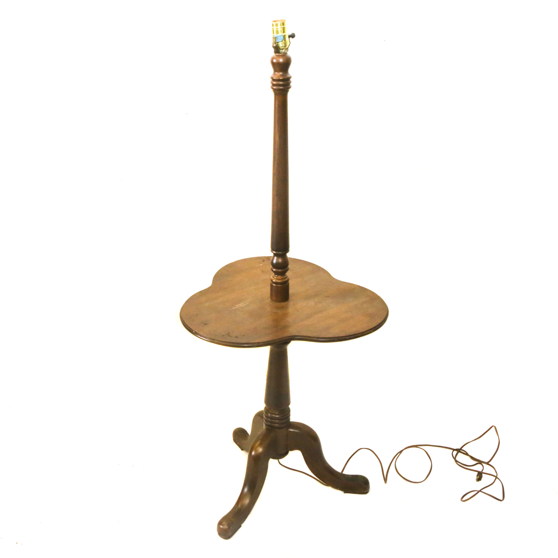 Vintage Wooden Floor Lamp with Table