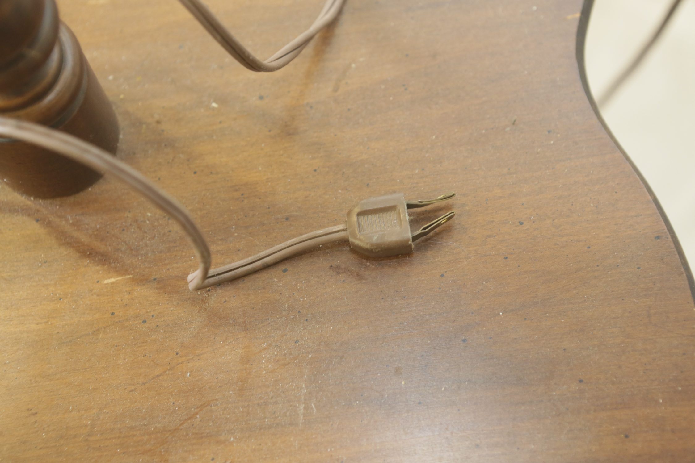 Vintage Wooden Floor Lamp with Table