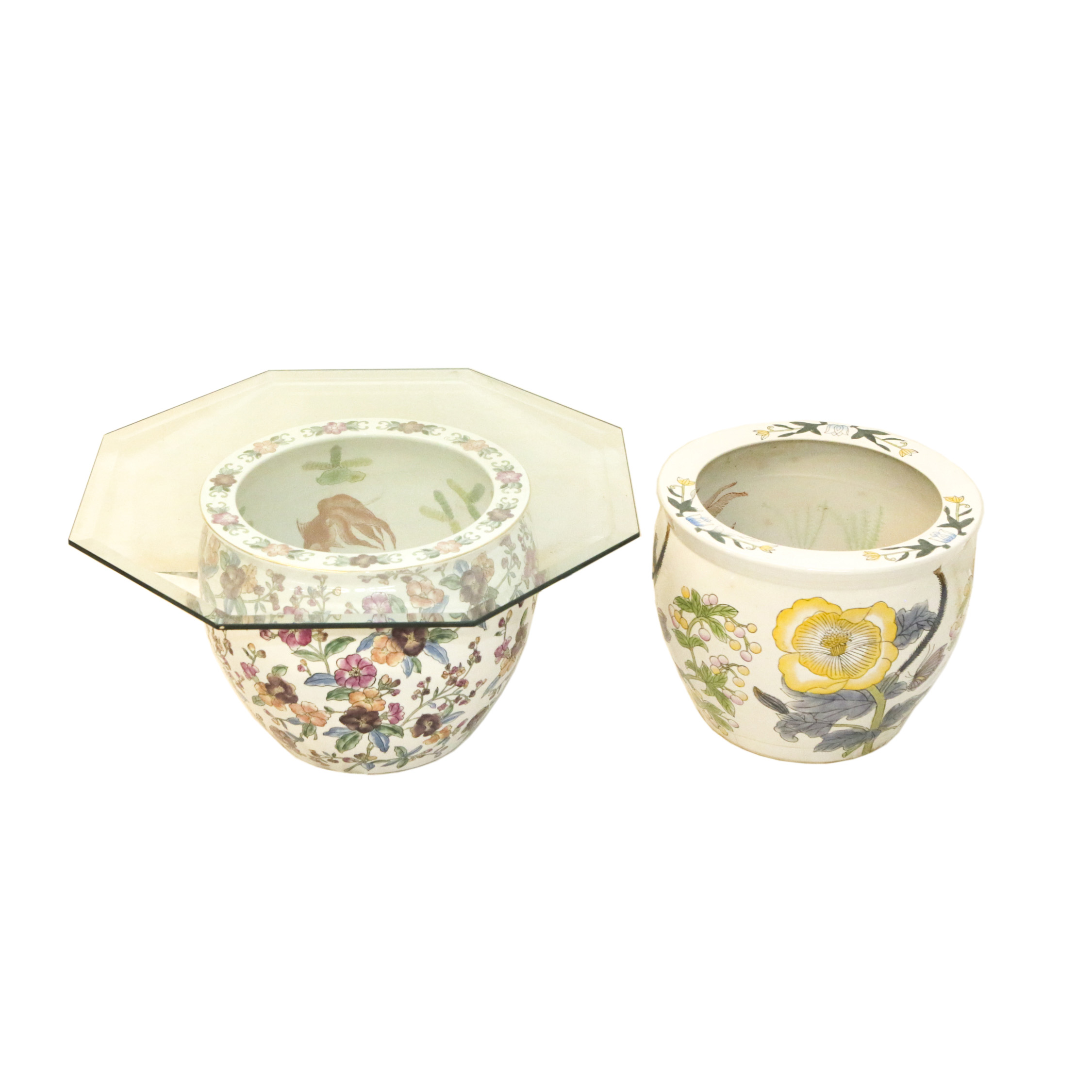 Ceramic Planters with Octagonal Glass Top