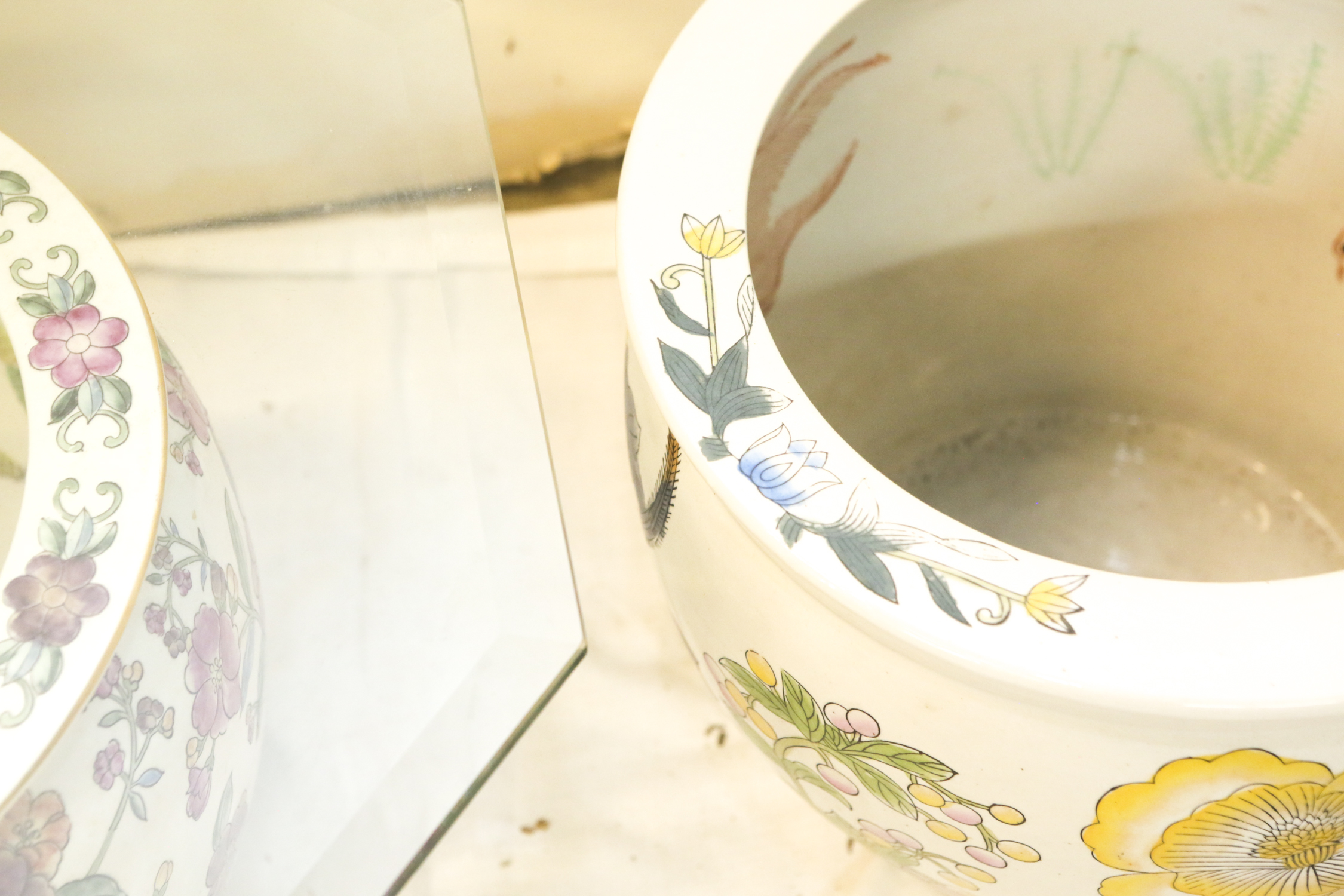 Ceramic Planters with Octagonal Glass Top