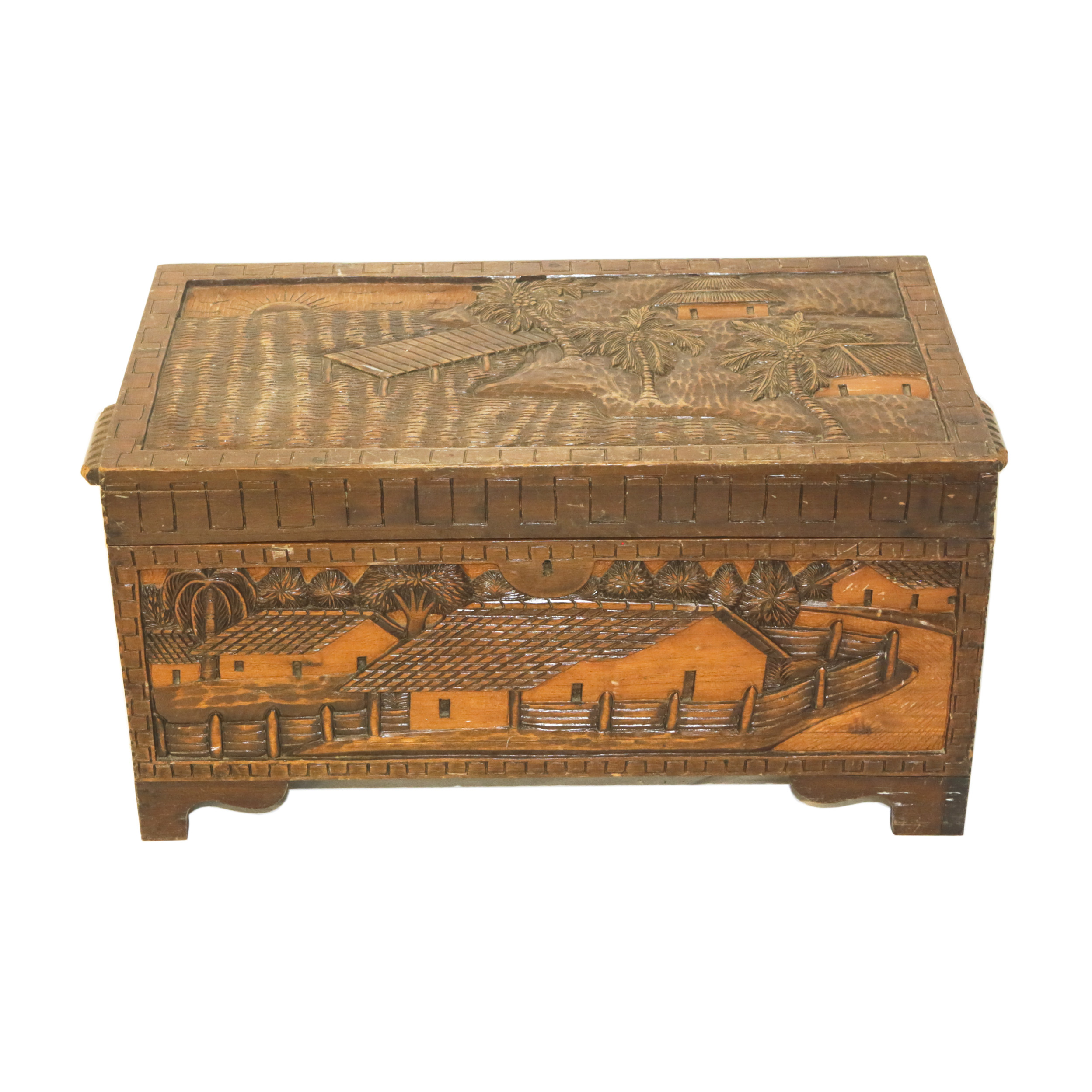 Vintage Carved Wood Chest